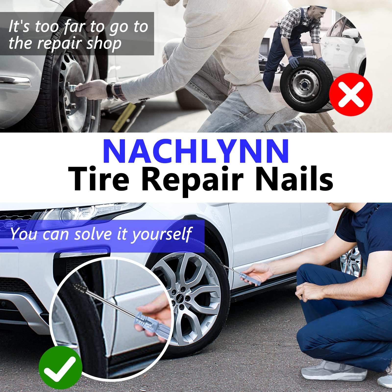 NACHLYNN 50 Pcs Tire Repair Nails Self-Tapping Screw Rubber Screw Tool Self-Service Tire Repair Nai for Car Motorcycle Truck