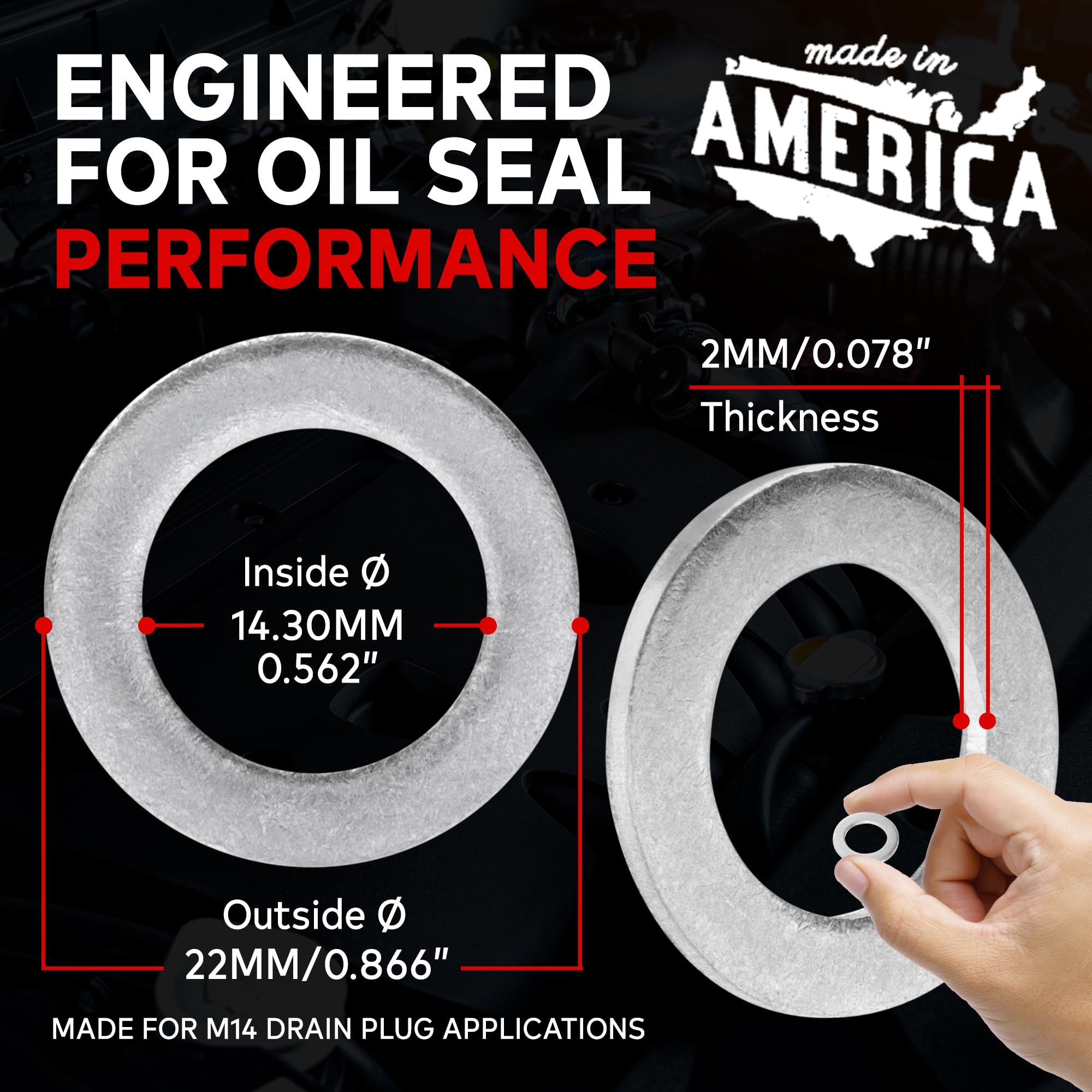 Votex - Made In Usa - Acwm14-20 Pack - M14 Aluminum Oil Or Coolant Crush Washers/Drain Plug Seal Ring Gasket