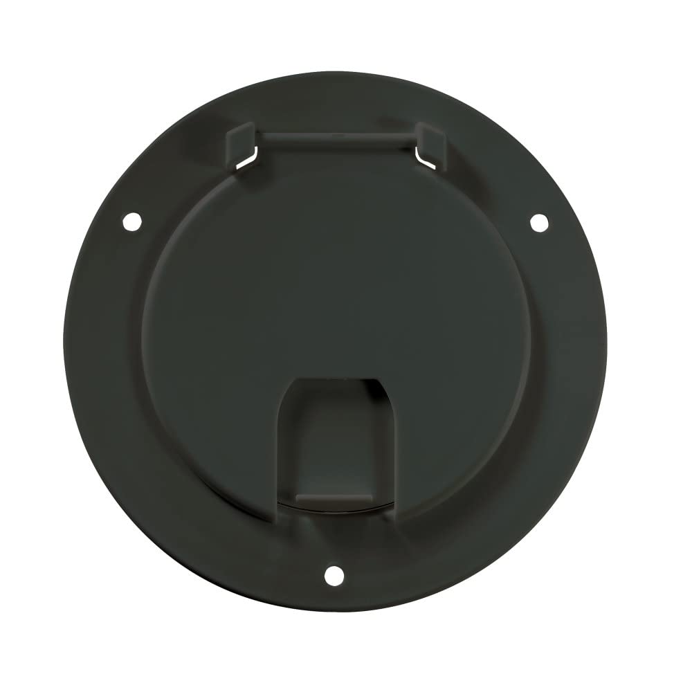 Rv Designer B113, Round Electrical Cable Hatch, Deluxe, Replaceable Lid, 5.2 Inch Diameter, Black