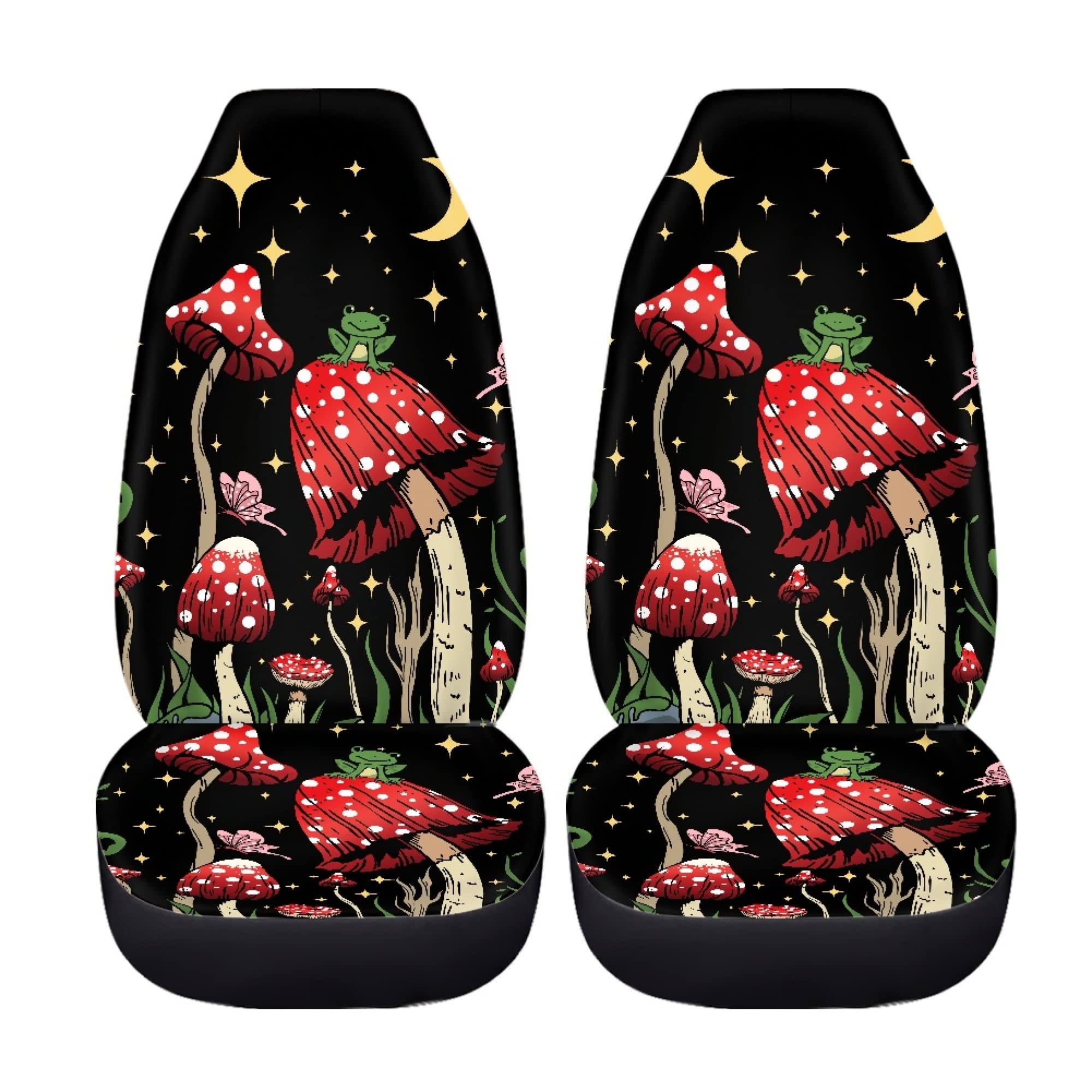 TOADDMOS Car Seat Cover, Mushroom with Star Auto Seat Protector Front Seat Cover Set, SUV/Truck/Van/Car Universal Seat Covers, S