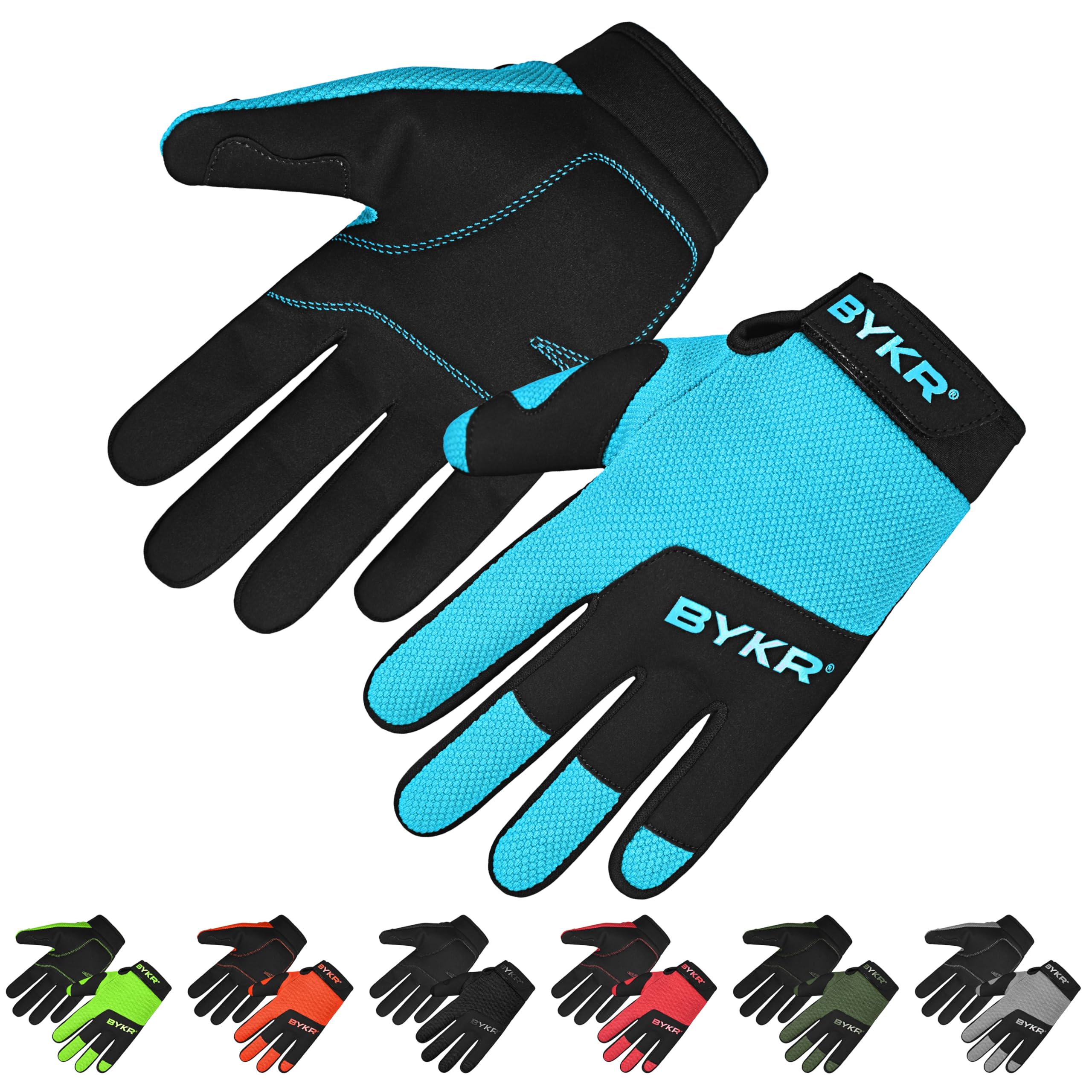 Bykr All-Weather Motorcycle Gloves For Men & Women - Protection For Dirt Bike, Bmx, Mx, And Atv Riding - Blue M