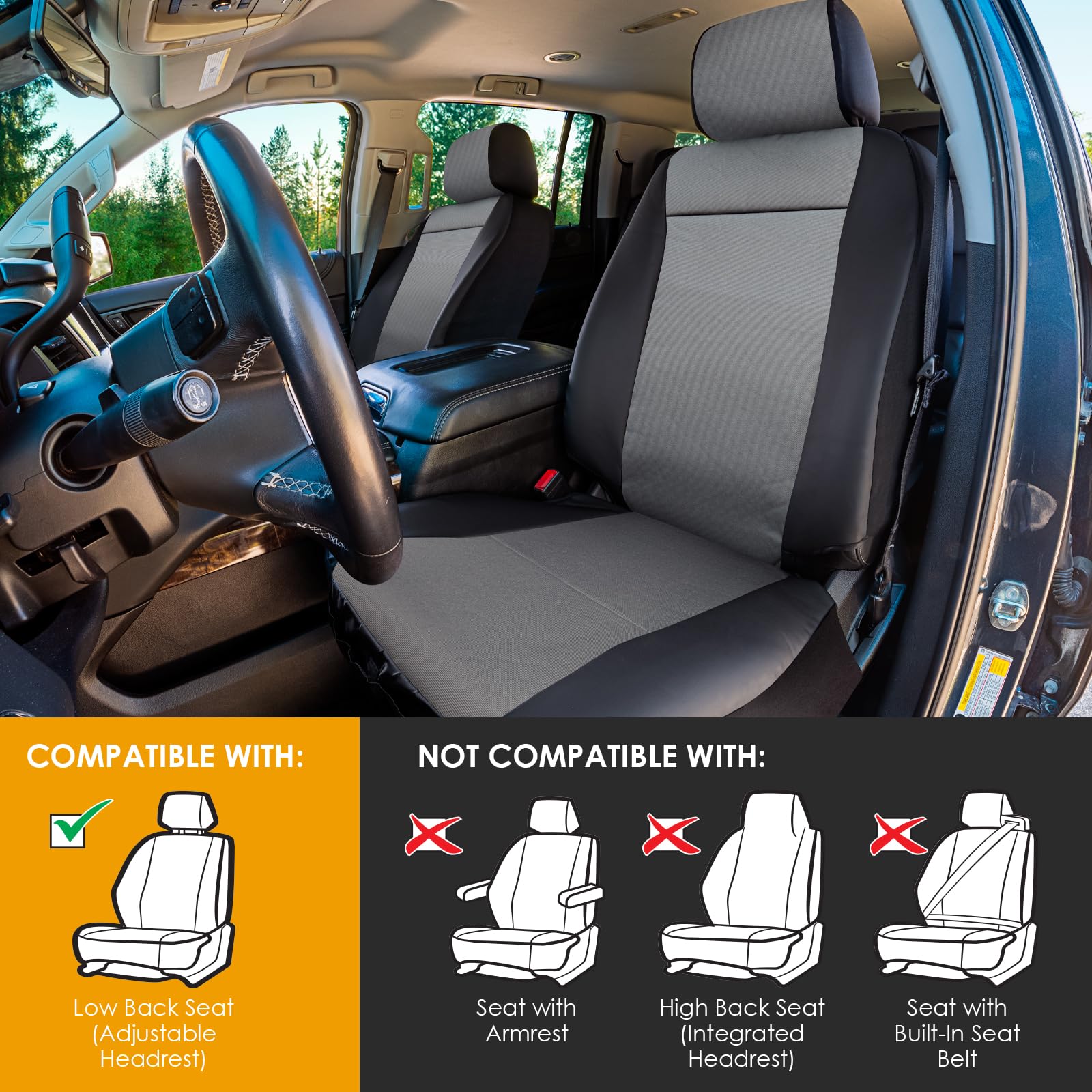 Maverick Heavy Duty Seat Covers For Front Seats; Fits Full-Size Suv Or Truck; Includes Front And Rear Storage Pockets, Built-In