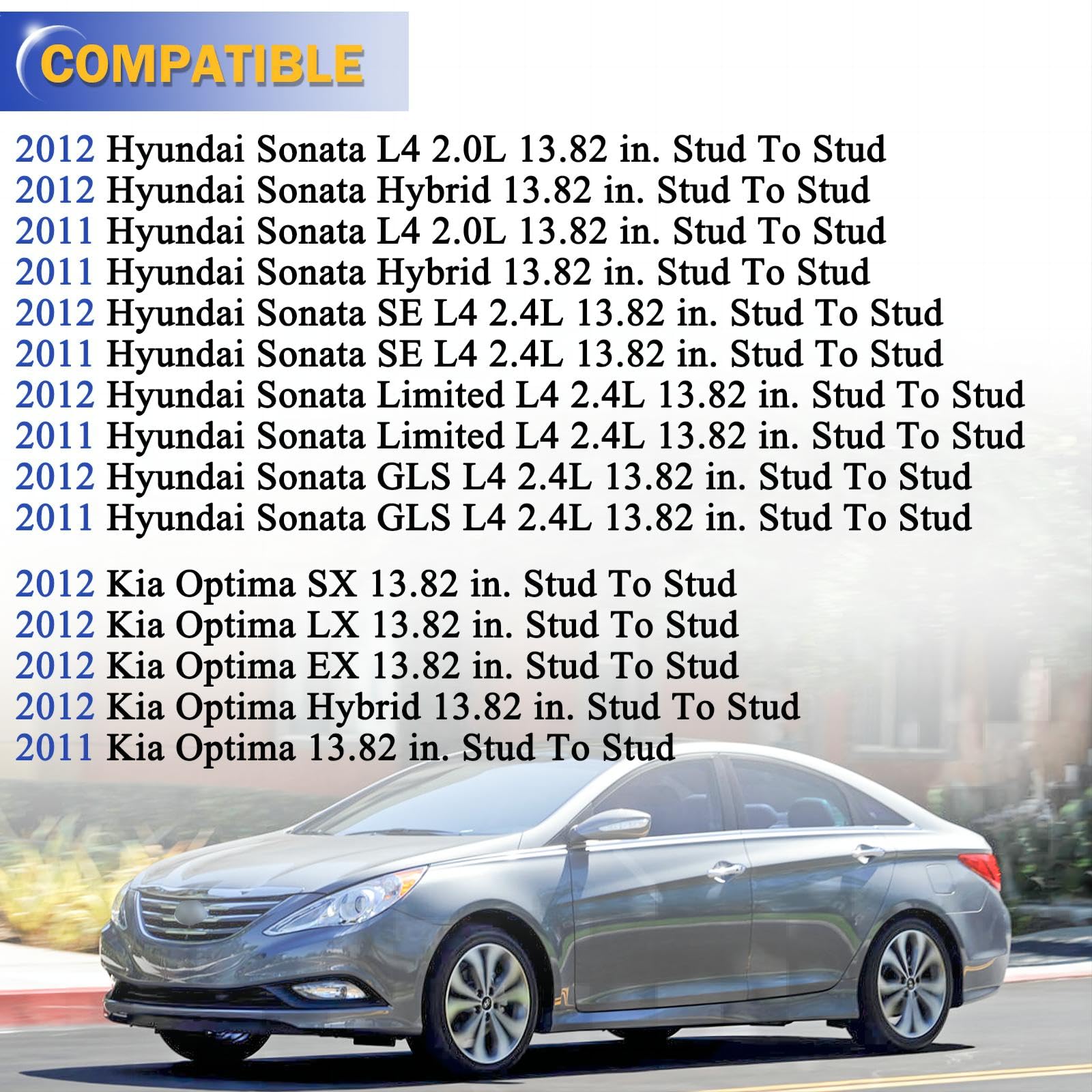 13.82'' Zinc-Nickel Alloy Front Left Right Stabilizer Sway Bar Links For 2011-2012 Hyundai Sonata 2011-2012 Kia Optima 2.0L 2.4L