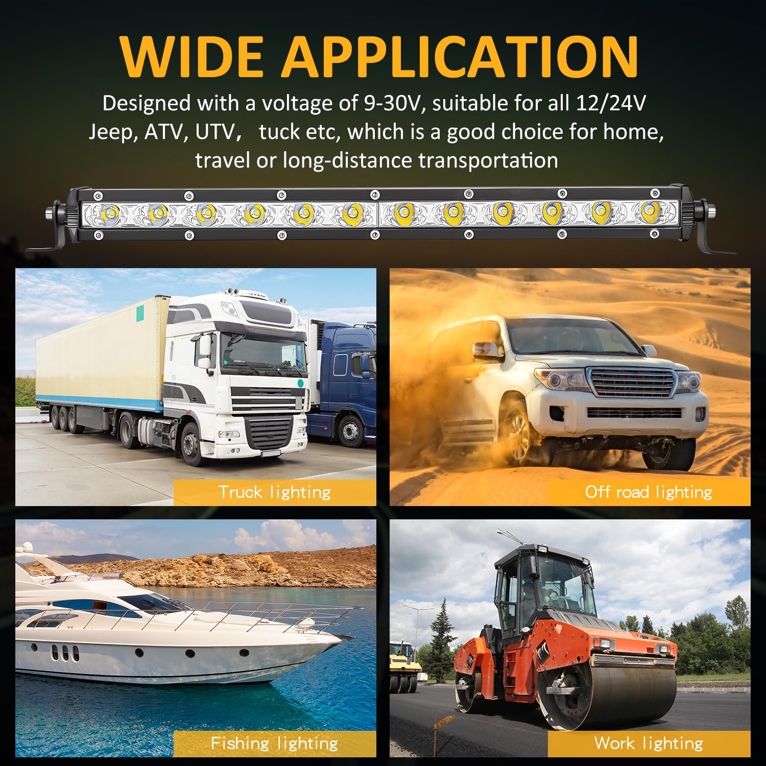 Zmoon Led Light Bar 12In Signal Row Light Bar [14In W/Bracket] 40W Spot Flood Combo Off Road Light, Waterproof Slim Light Bar Fo