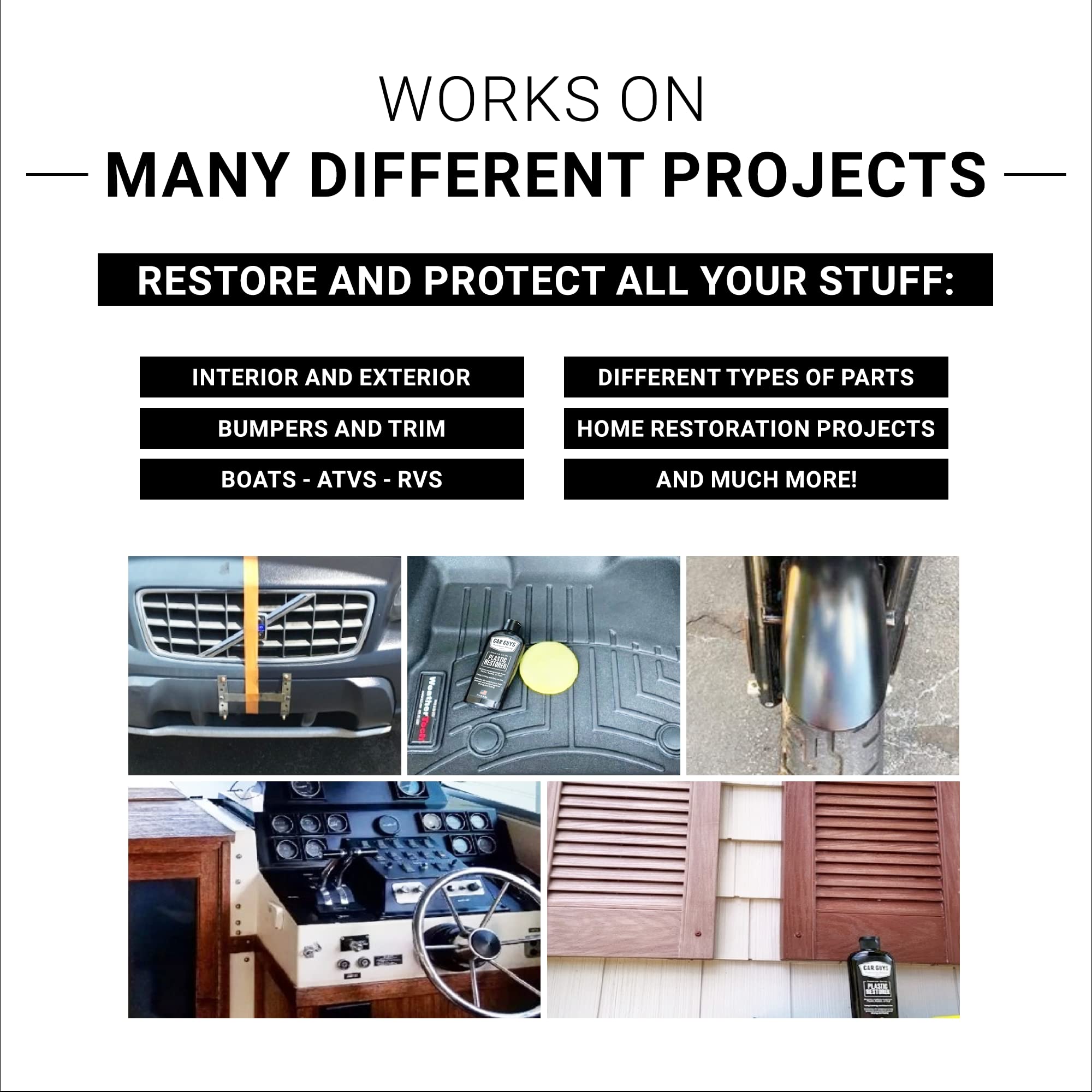 Car Guys Plastic Restorer | Bring Plastic, Rubber, And Vinyl Back To Life! | User Friendly Trim Restorer | Safe Auto Detailing S