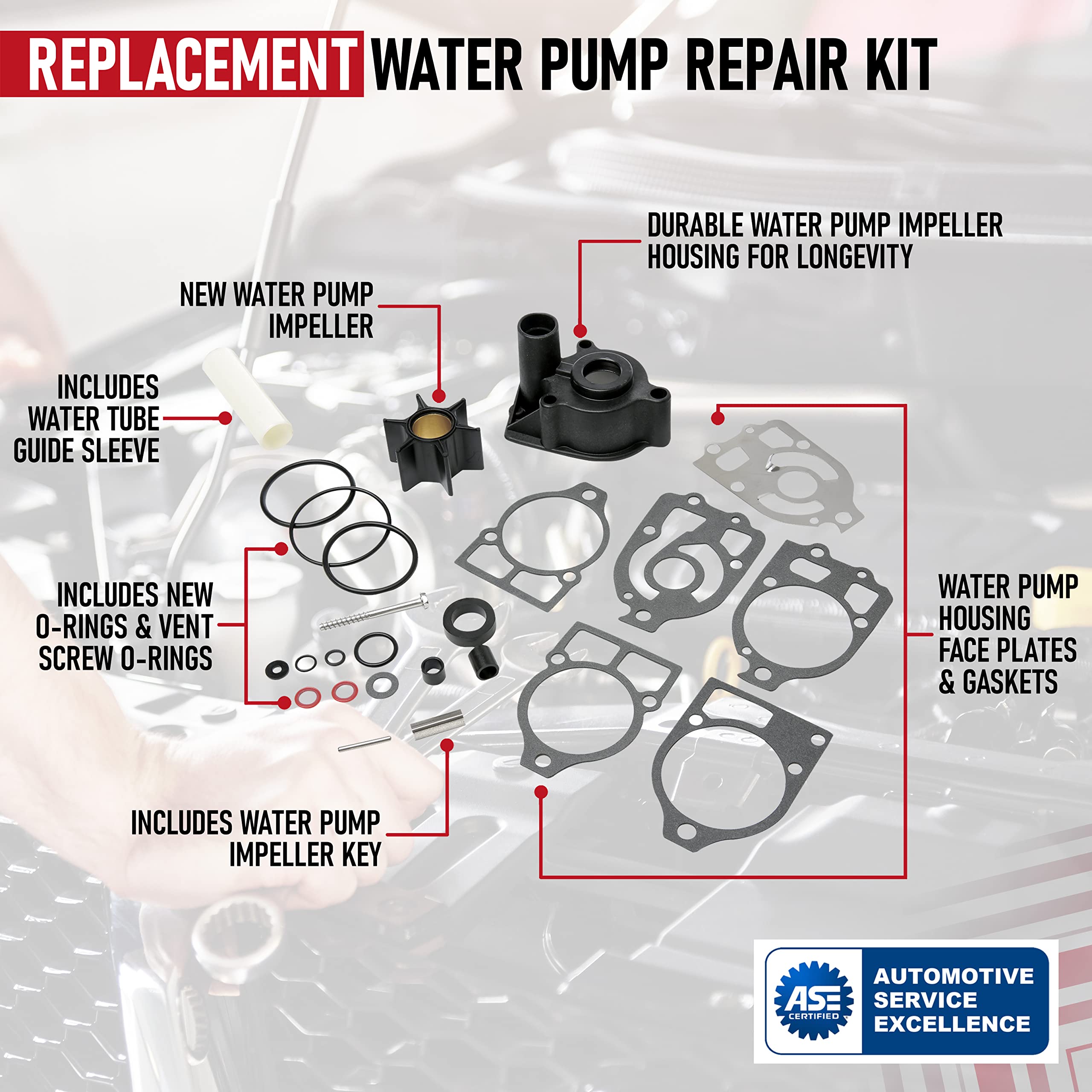 Water Pump Repair Kit - Compatible With Mercruiser Stern Drives, Mariner And Mercury 2-Strokes Outboards - Pre-Alpha, Alpha One