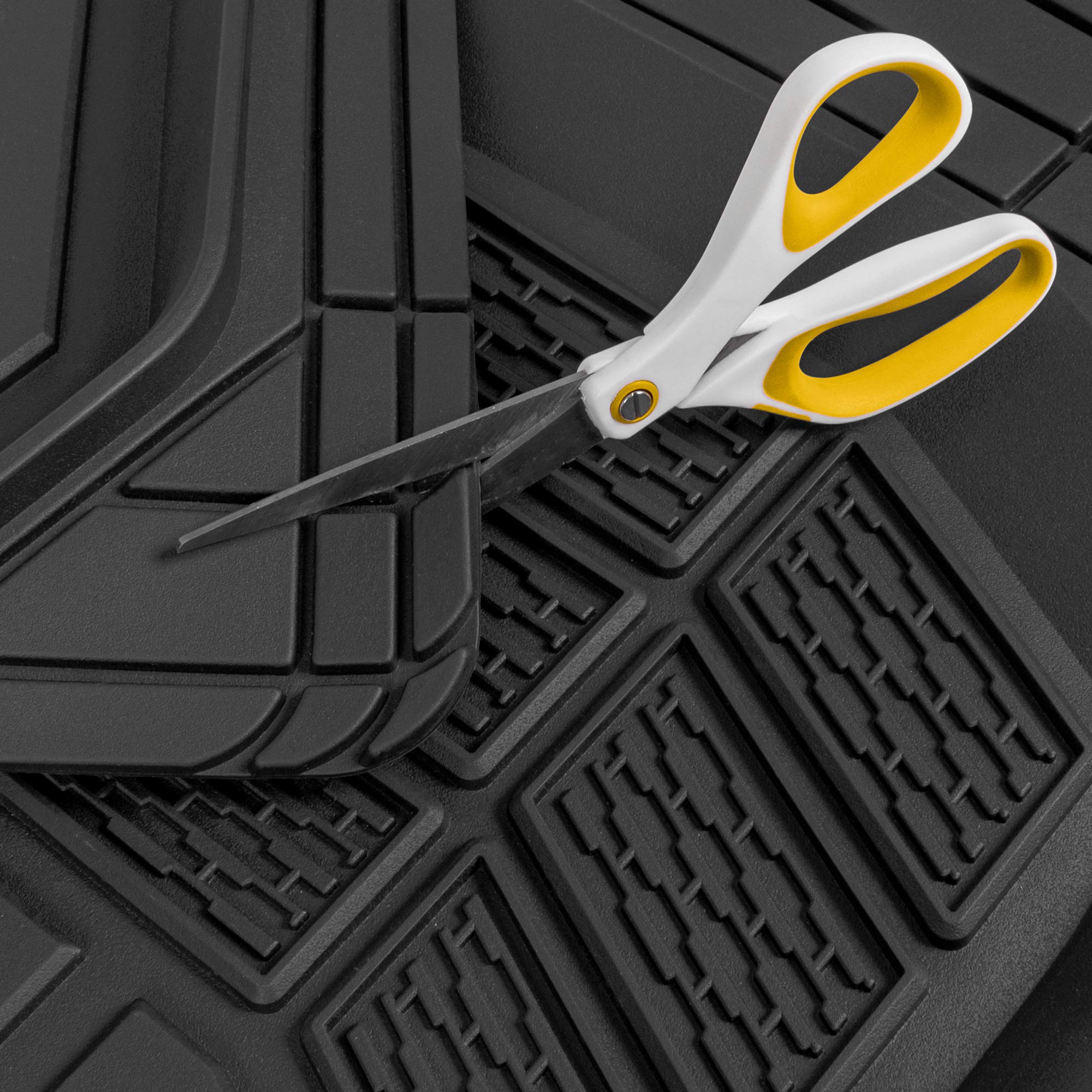 Cat CAMT-9014 (4-Piece) Heavy Duty Deep Dish Rubber Floor Mats, Trim to Fit for Car Truck SUV & Van, All Weather Total Protectio