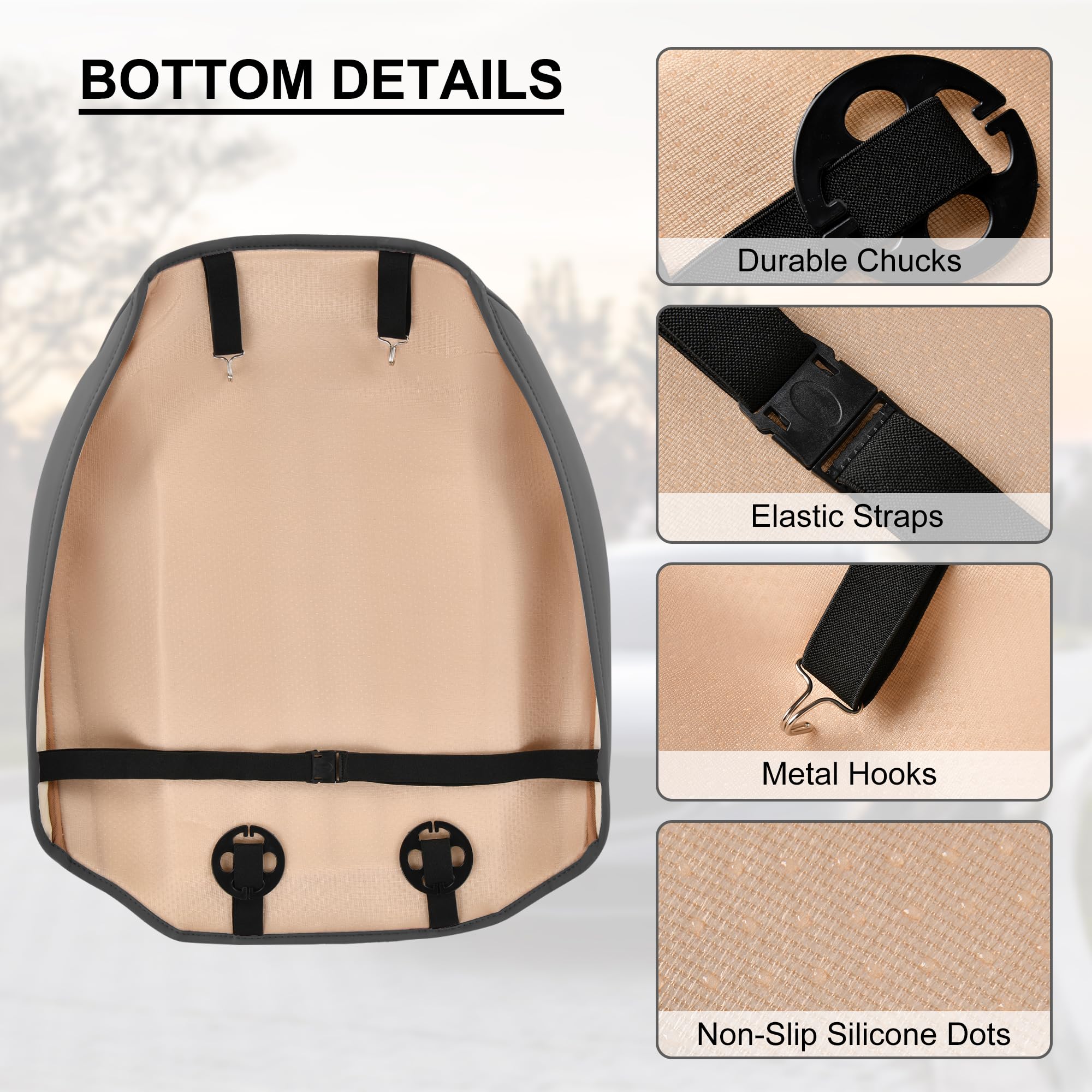 BWTJF 2 Pack Front Car Seat Bottom Covers, Universal Auto Seat Cushions, Nappa Leather Full Wrapping Edge Compatible with Most o