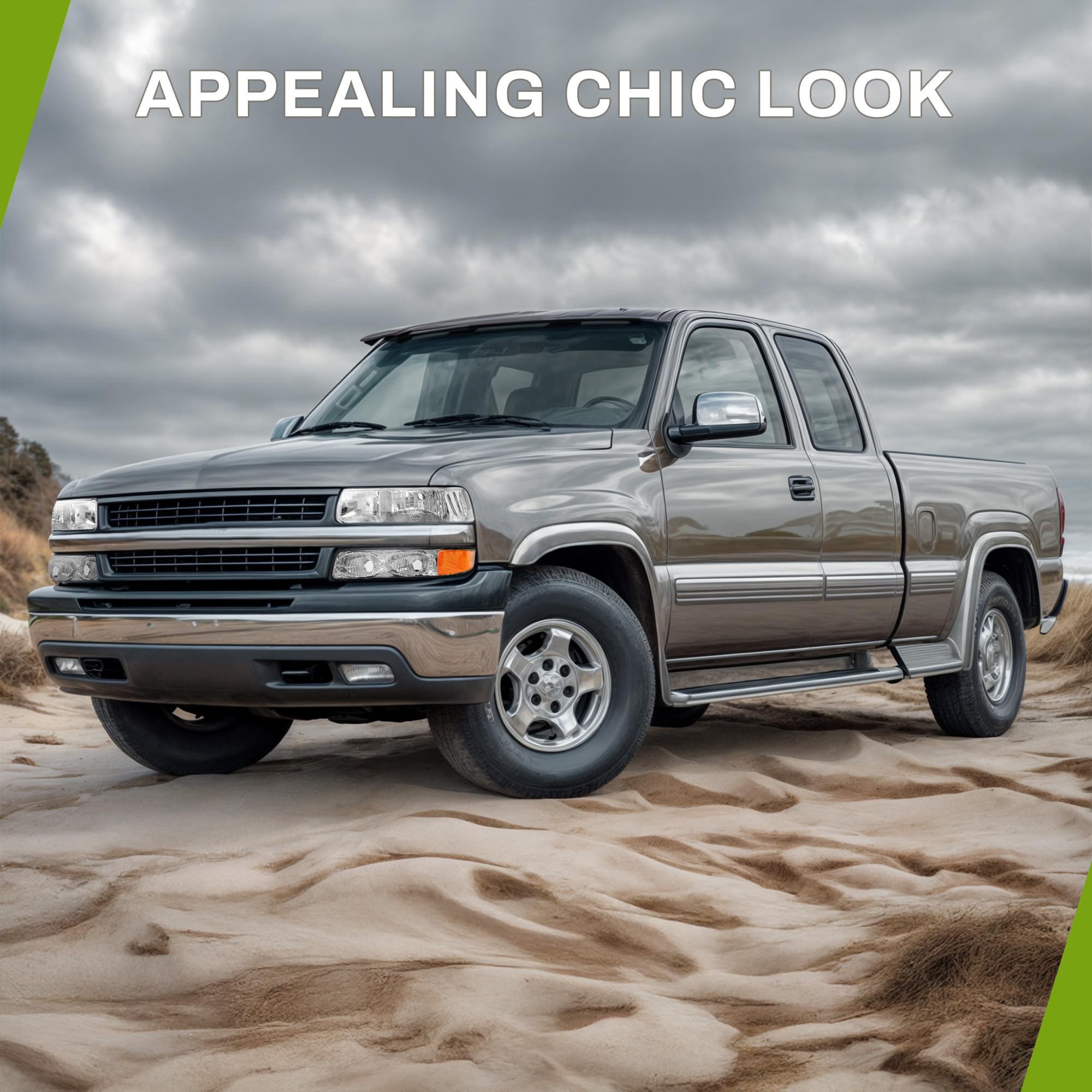 Autosaver88 Headlight Assembly Compatible With 1999 2000 2001 2002 Chevy Silverado 1500 2500 Headlamp Pair Chrome Housing Amber