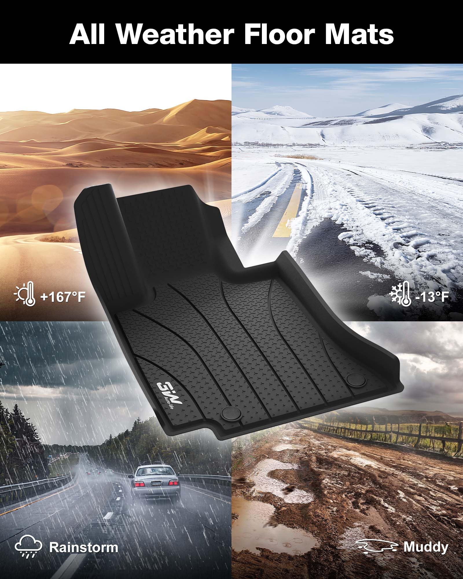 3W Floor Mats Fit For Mercedes Benz E-Class 2024 2025 Tpe All Weather Custom Fit Floor Liner For E300 E320 E350 E400 E550 E63, 1