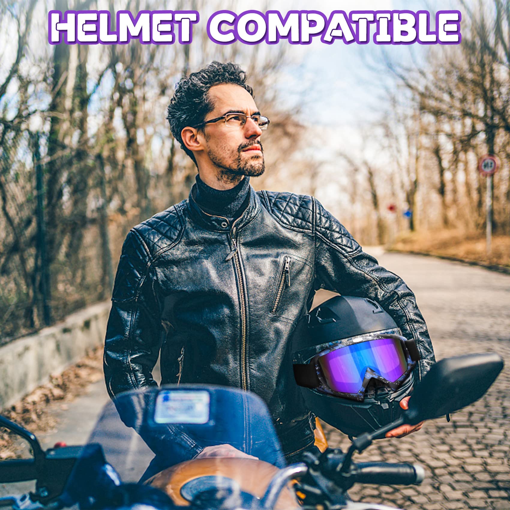 Micnaron ATV Goggles, 2-Pack Dirt Bike Goggles, Motorcycle Goggles, MX Goggles Powersport Goggles Ski Goggles for Men Women Adul