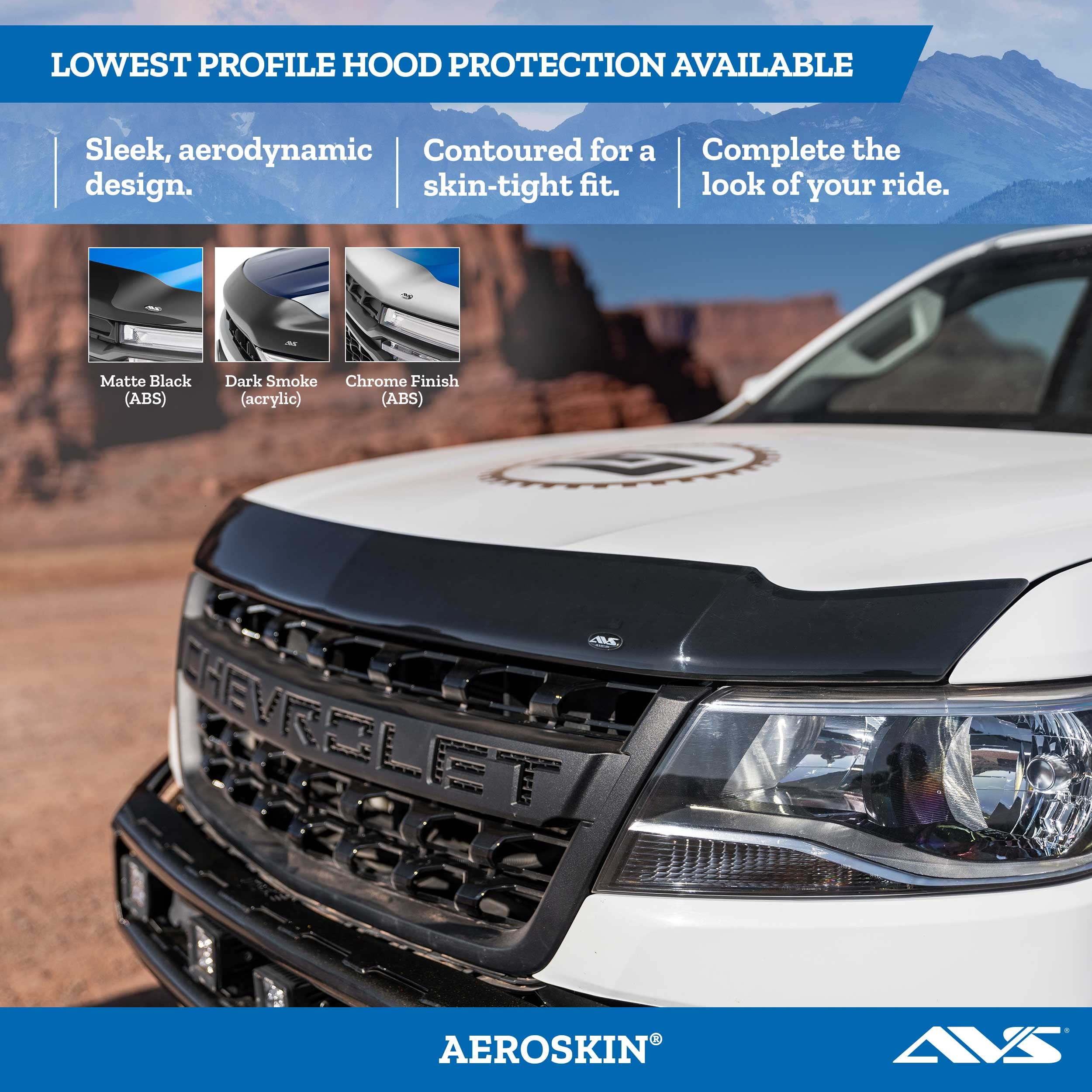 Auto Ventshade [Avs] Aeroskin Hood Protector | 2019 - 2023 Ram 1500 (Excludes Rebel & Trx Models), Low Profile/Flush - Matte Black | 377163