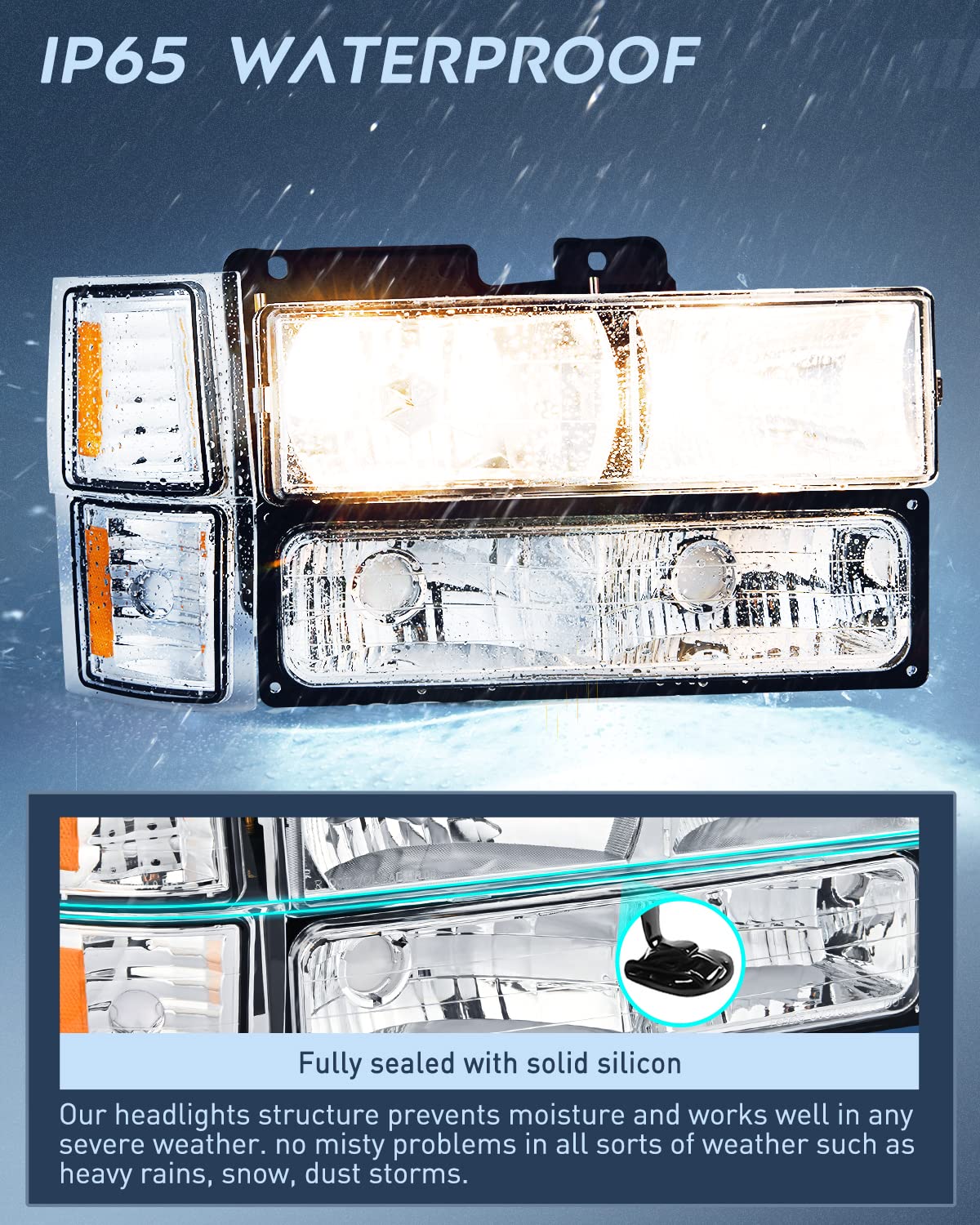 Nilight Headlight Assembly For 1994 1995 1996 1997 1998 Chevy Silverado Tahoe Suburban C10 C/K 1500 2500 3500 Replacement Headla