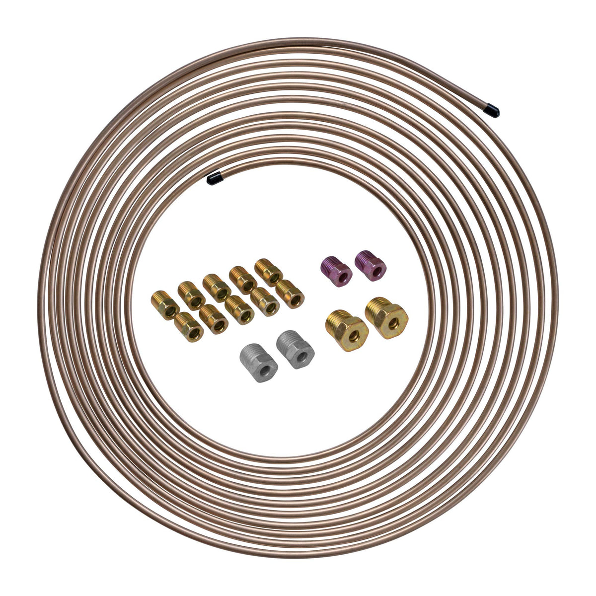 4Lifetimelines Copper-Nickel Alloy Non-Magnetic Brake Line Tubing Coils & Fitting Kits - Superior Anti-Rust Protection, 3/16 X 2