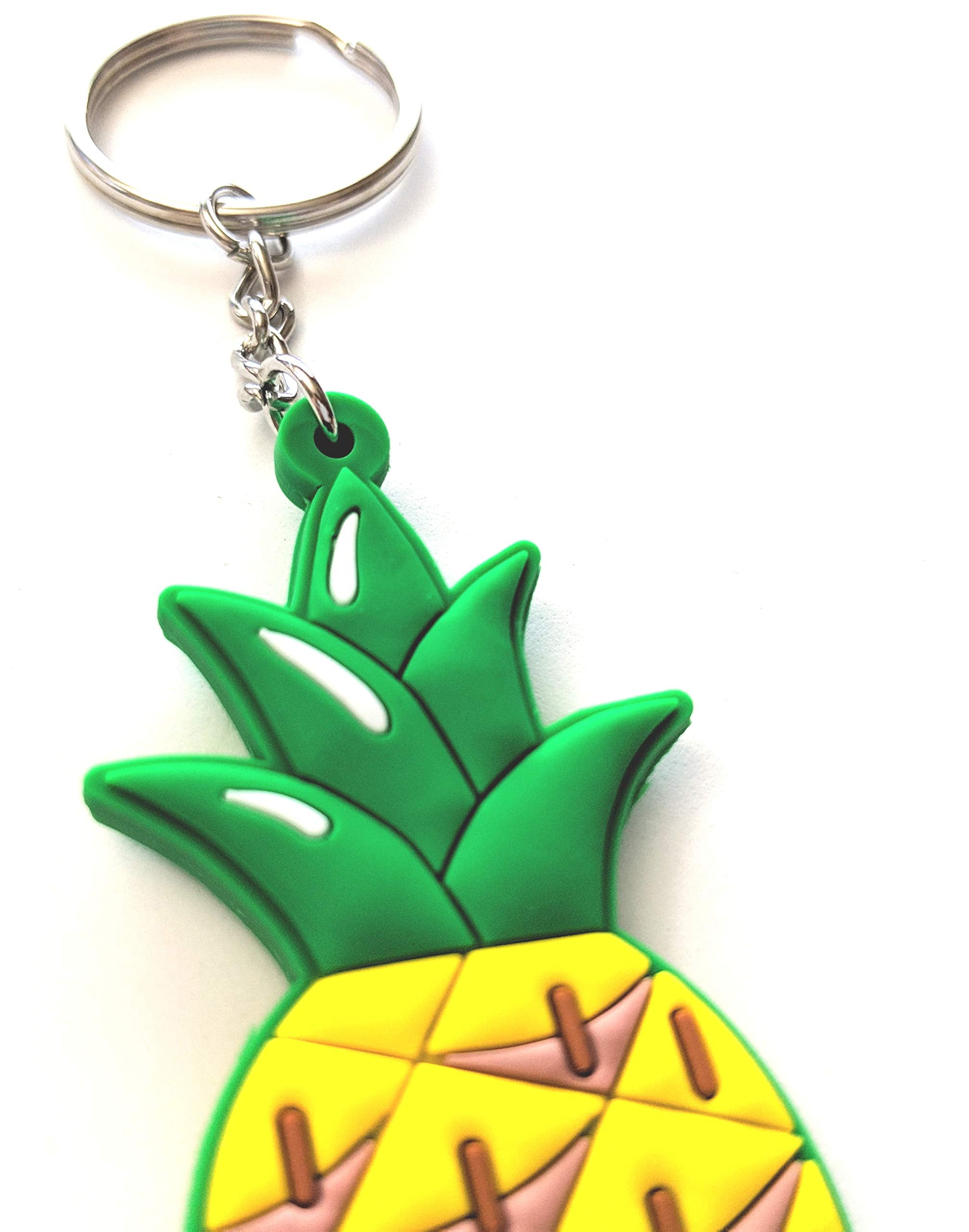 GT//Rotors Pineapple Rubber Keychain Soft Pine Apple PVC Double Sided Car Keys Fob Accessory