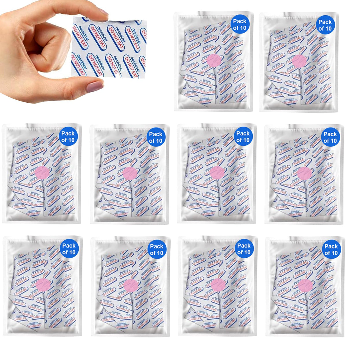 300cc Oxygen Absorbers (100 Packets - 10 Pack of 10 Packets) for Food Storage, Food Grade Oxygen Absorbers Packets with Oxygen I