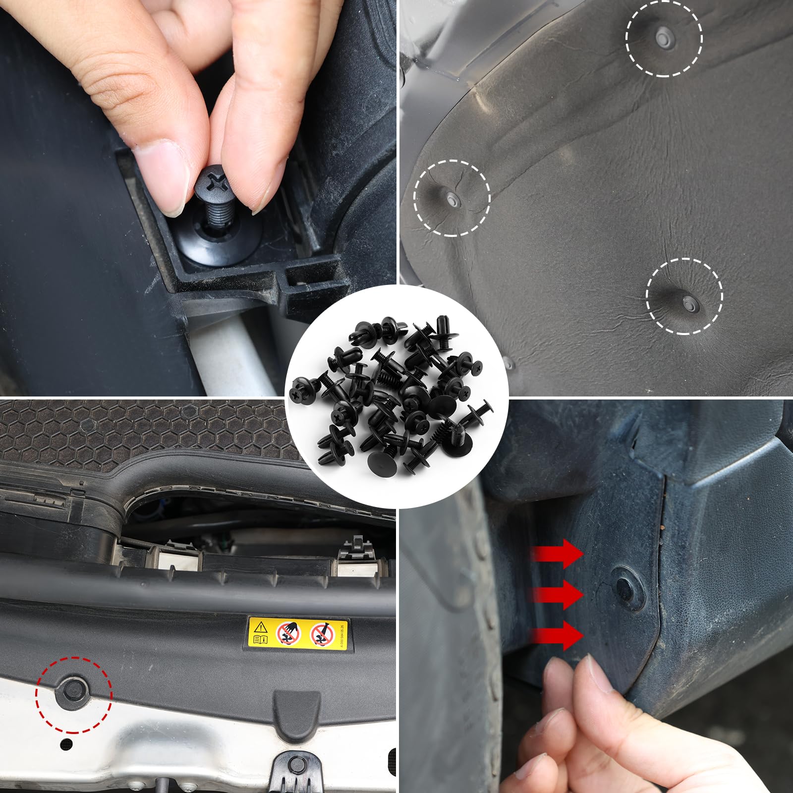 100 Pcs Car Bumper Retainer Clips, 6 Type Nylon Fasteners Rivet Replacement Kit, Push-In Screw Bumper Push Rivet Clip With 5 Fas