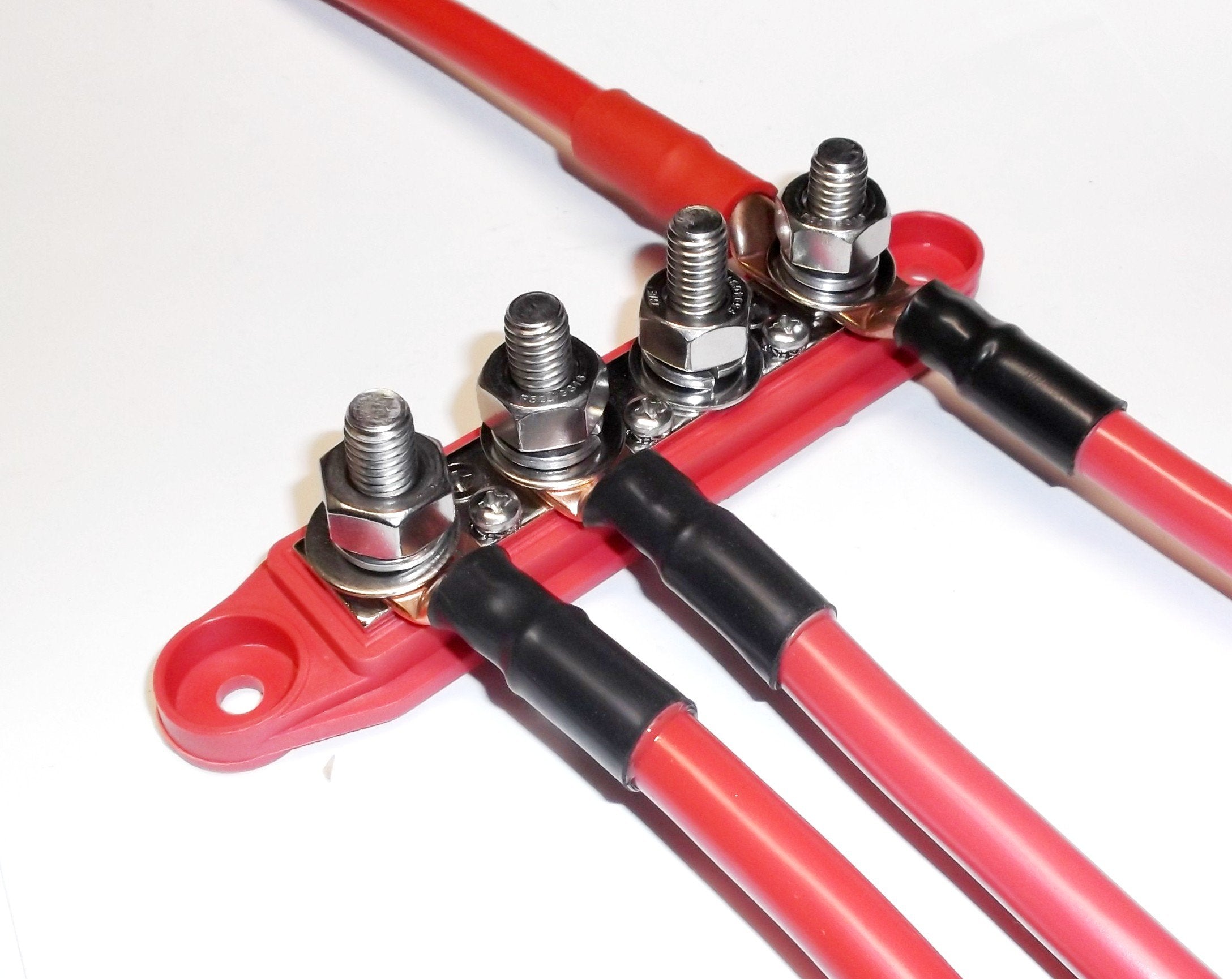 Fastronix 3/8'' 4 Stud Stainless Steel Power Distribution Block With Cover