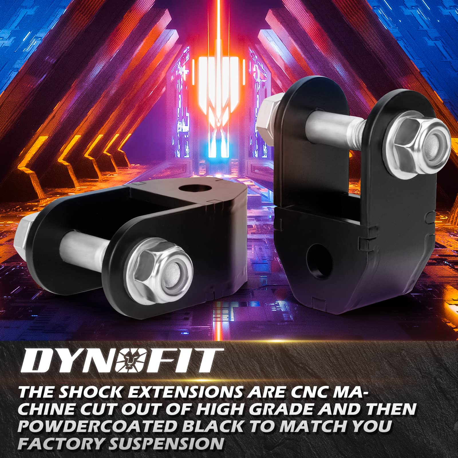 dynofit 2-4'' Rear Shock Extensions for Chevy/Chevrolet Silverado 1500 2WD/4WD 1999-2024, GMC Sierra 2WD/4WD 1999-2024, Compatib