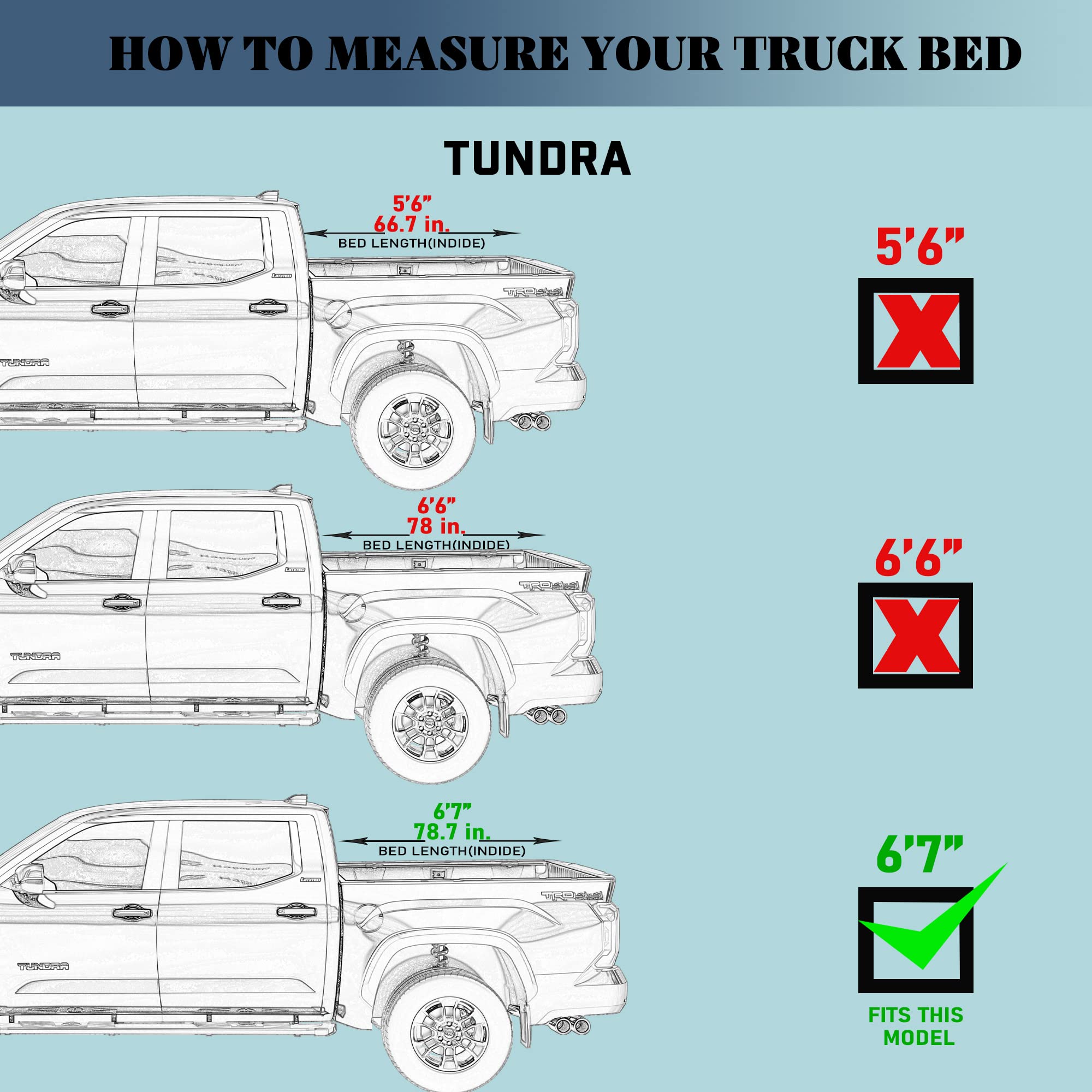 Calffree Hard Folding Truck Bed Tonneau CoverlCFHT-035lFits 2022-2025 Toyota Tundra 6'6 Bed w/OE Rail System (78.7