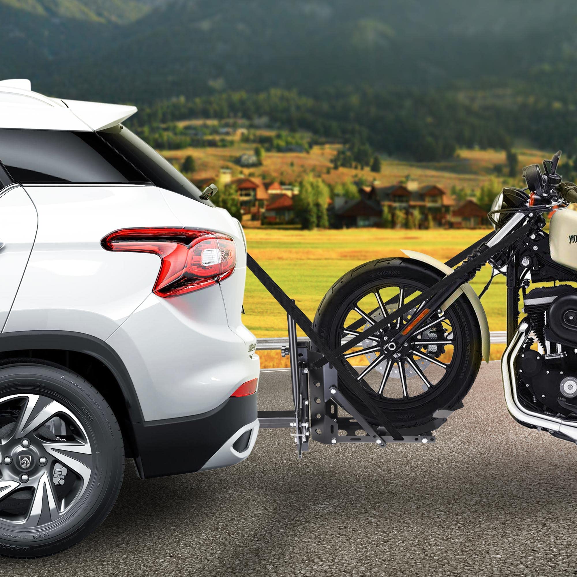 Yescom 800Lb Motorcycle Trailer Hitch 2' Tow Receiver Scooter Carrier Steel Hauler Hitch Mount Rack