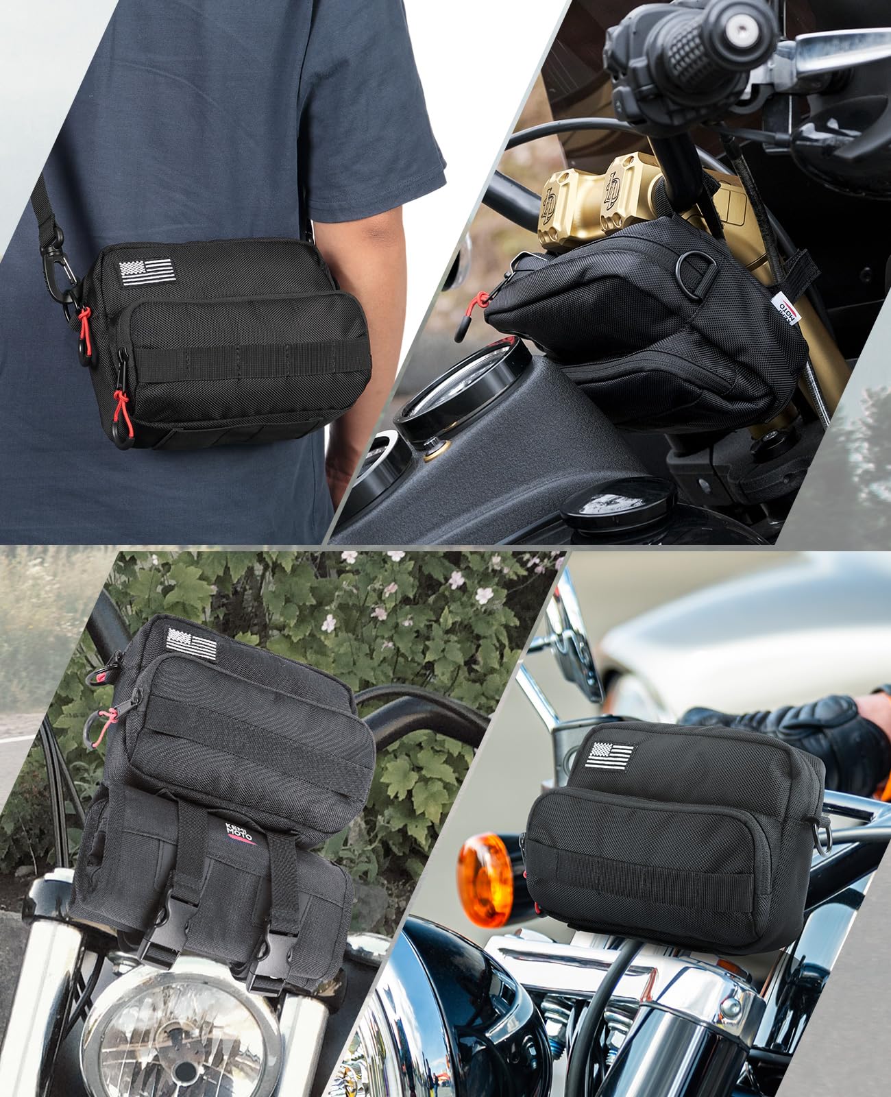 Kemimoto Motorcycle Bag, Motorcycle Handlebar Bag, Universal Handle Bar Bag, Tool Bag, Bicycle Bar Bag, Front Fork Storage Acces