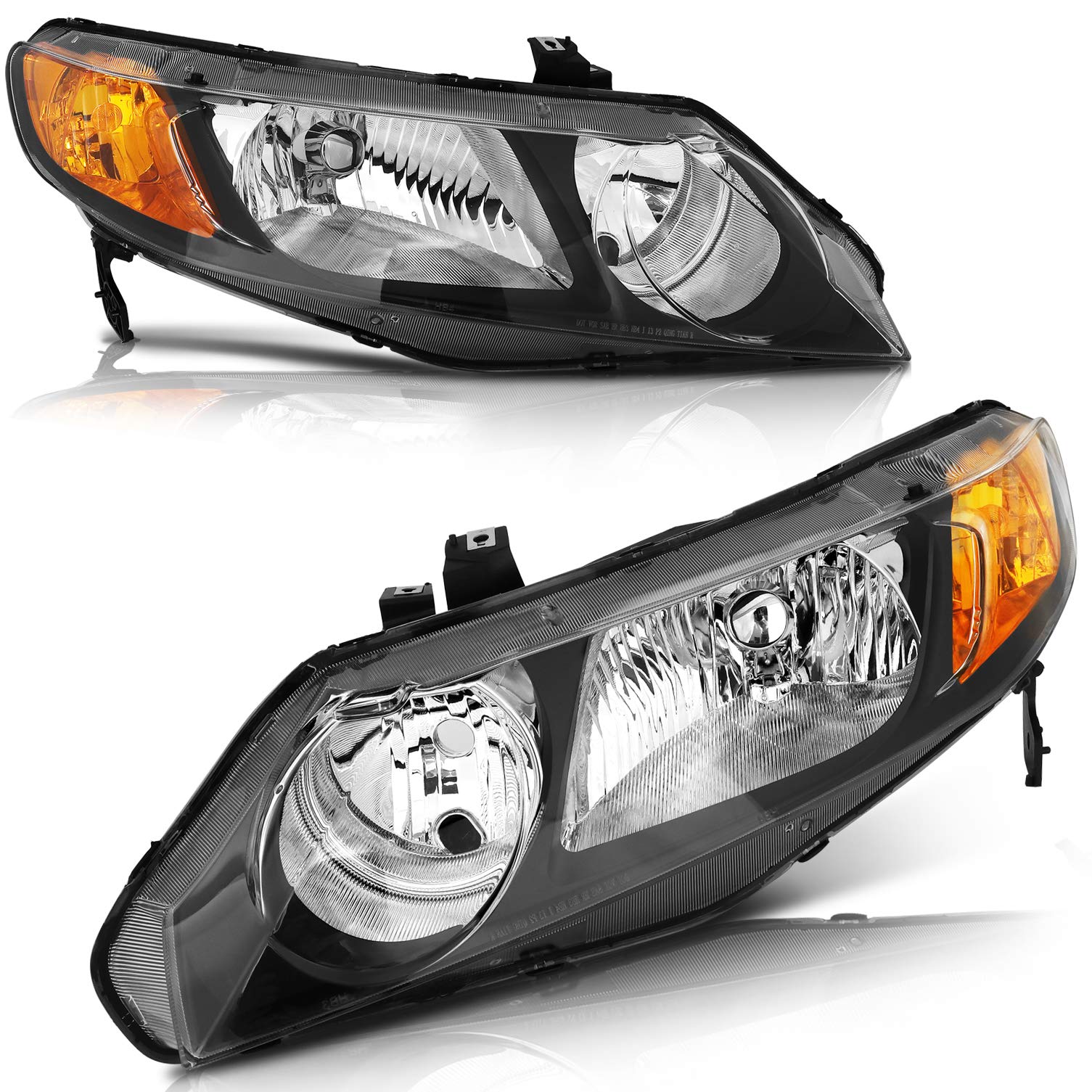 OCPTY Headlight Assembly Pair Replacement for Honda Civic 2006-2011 Bulbs Not Included