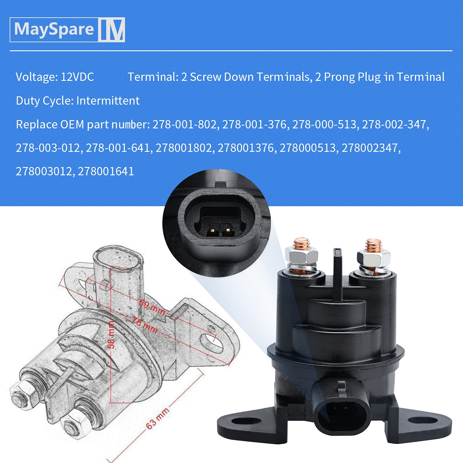 Mayspare Starter Solenoid Relay 12V Compatible With Seadoo Pwc 3D Gs Gsi Gsx Gti Gts Gtx Hx Lrv Rx Rxp Rxt Sp Spi Spx Suv Xp Xp8