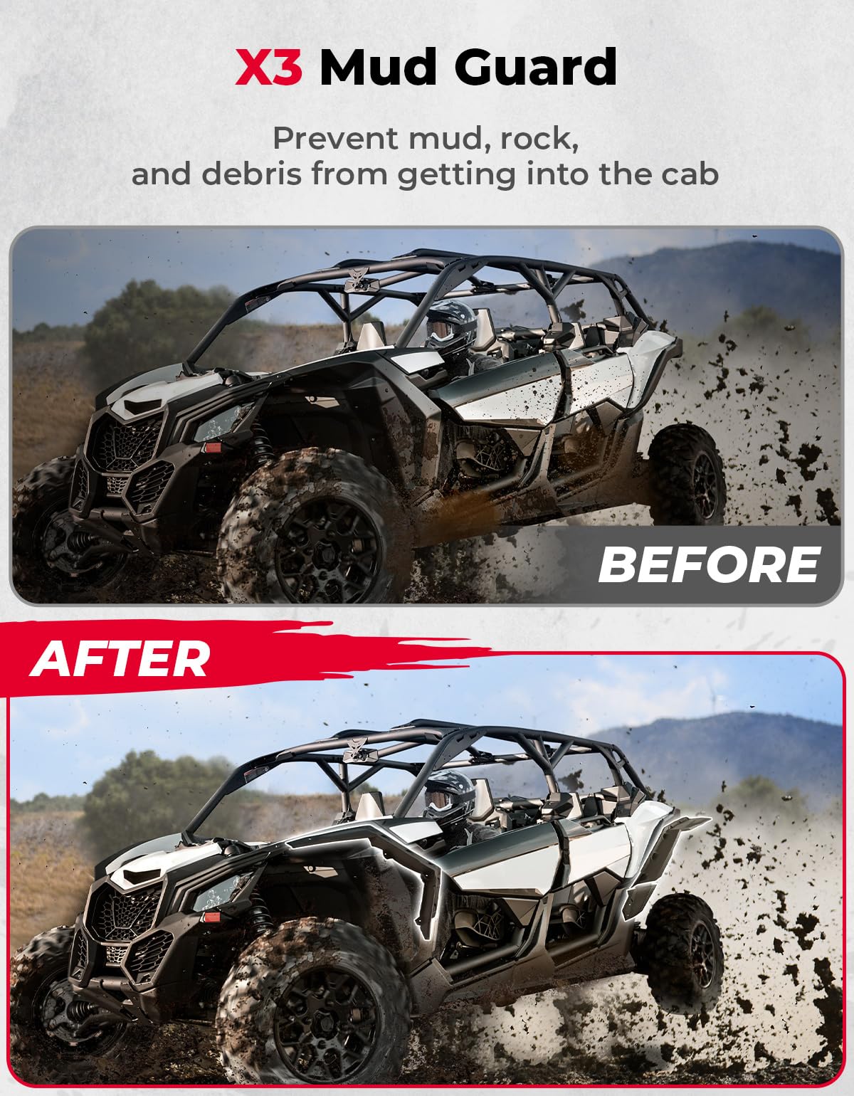 Kemimoto X3 Fender Flares Extended Compatible With Can-Am Maverick X3 & Max Rs Turbo R Rr 2017-2025 Front And Rear Side Fenders