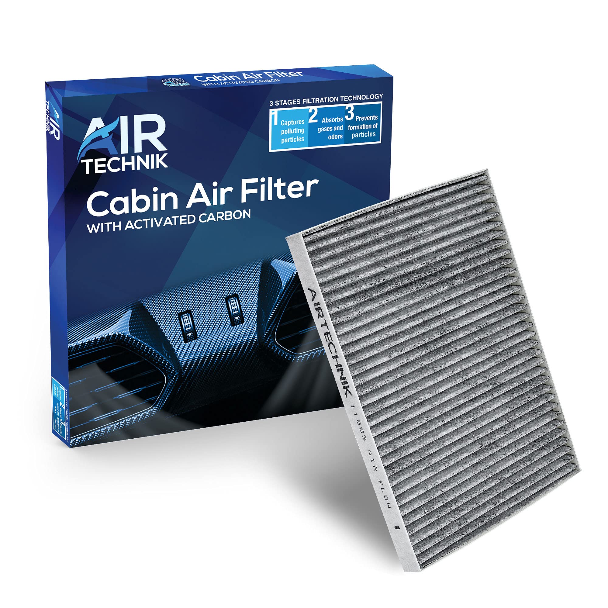 AirTechnik CF11663 Cabin Air Filter w/Activated Carbon | Fits Buick Enclave 08-17 / Chevy Traverse 09-17 / GMC Acadia 07-16, Aca