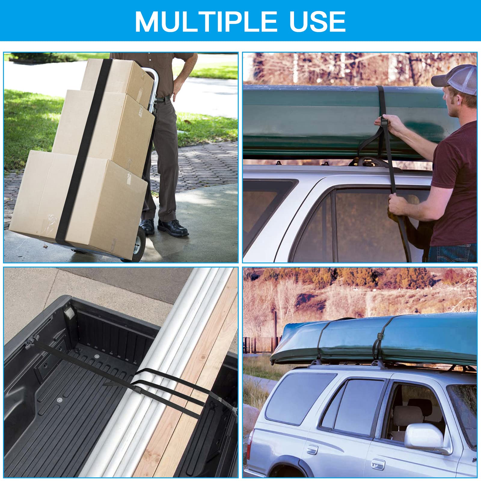 Kshineni Tie Down Straps 6 Pcs Lashing Strap 3.3' X 1 Adjustable Heavy Duty Cam Buckle Cinch Straps For Cargo, Trucks, Luggage, Trailer, Motorcycle (Black)