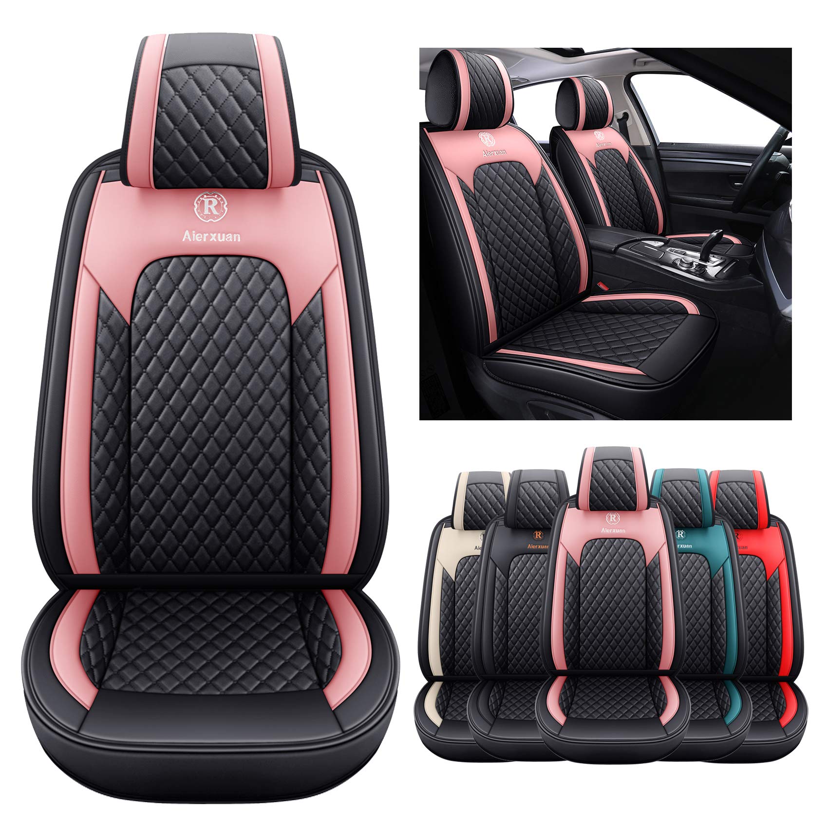 Aierxuan Girly Car Seat Covers For Women Gilrs Front Seat Leather Waterproof Cushions Universal Fit For Ford Edge Hyundai Azera