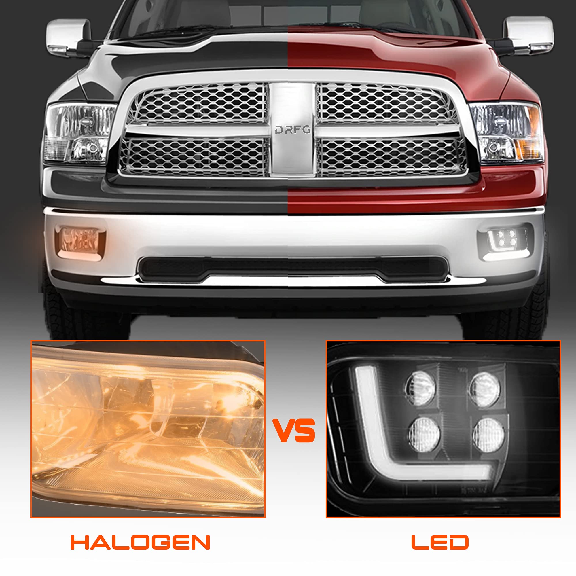 Led Fog Light With Daytime Running Light For Dodge Ram 2009-2012 1500, 2010-2017 2500/3500 Driving Fog Lamps Assembly Pickup Truck