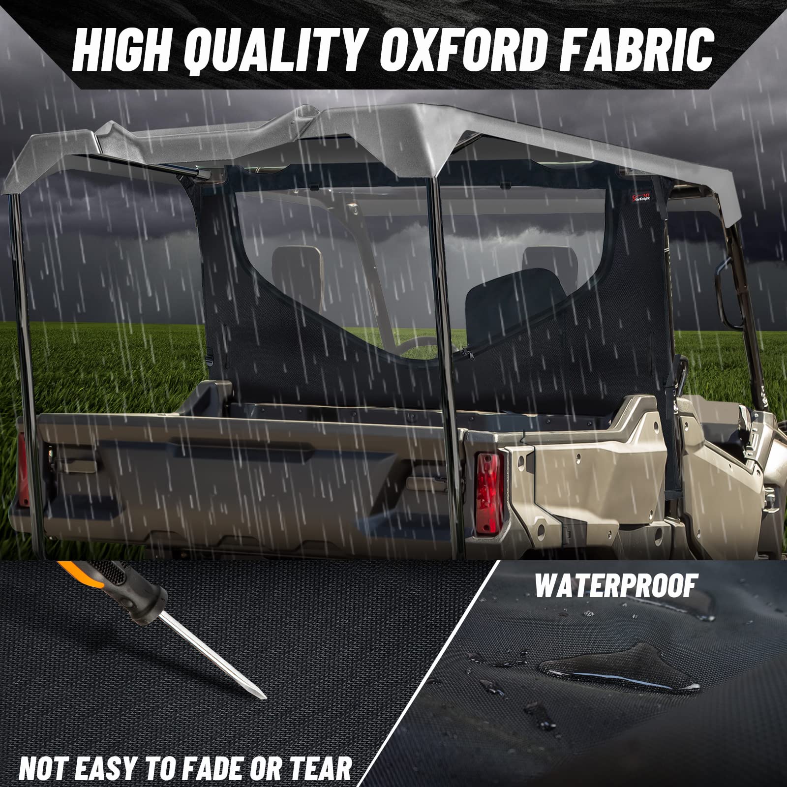 Pioneer 1000-5 Rear Window - StarknightMT Waterproof UTV Mid Panel With Zipper Compatible With Pioneer 1000-5 2016-2023 0SR95-HL