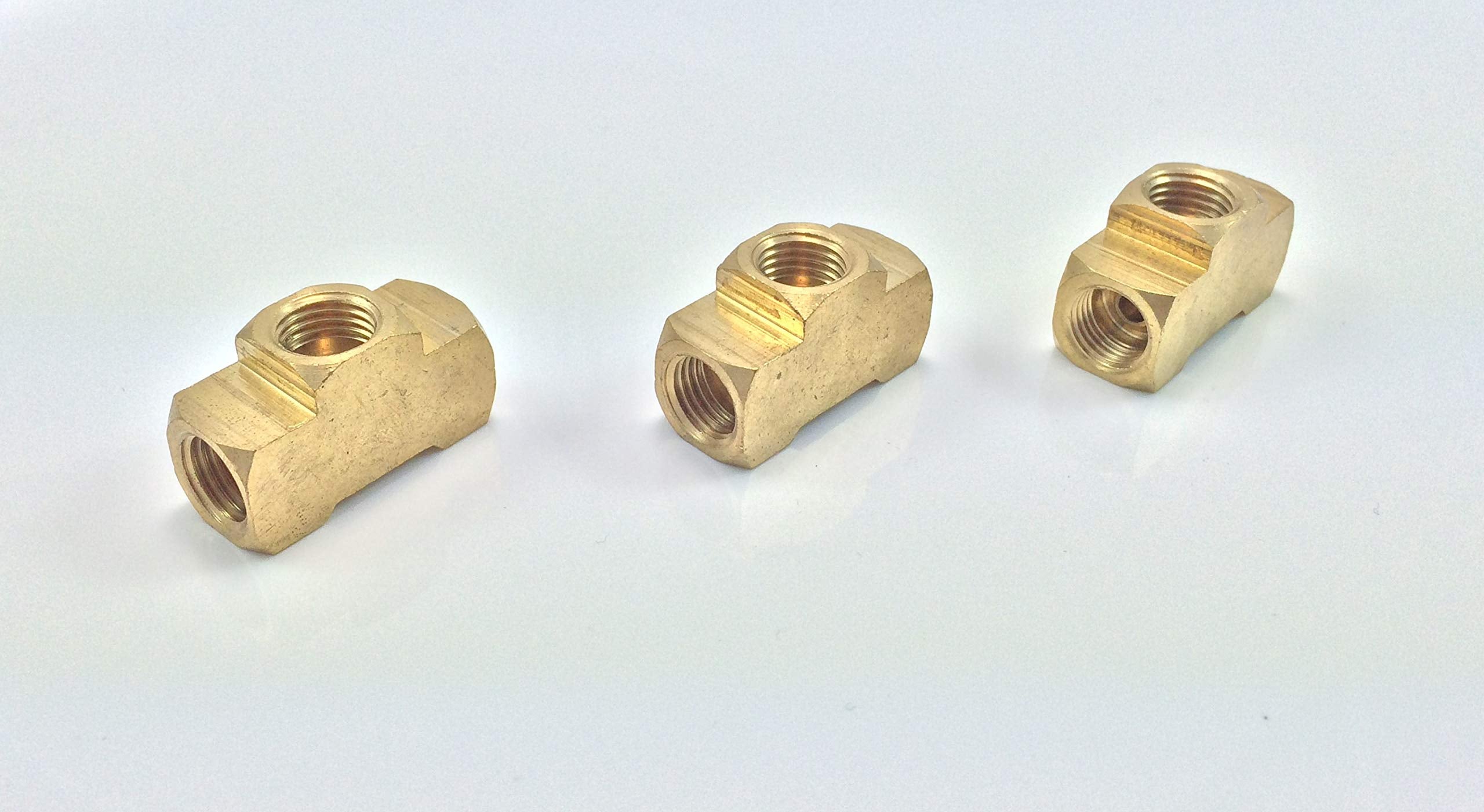 The Stop Shop 3-Way Female Brake Line Tee For 3/16'' Tube For Inverted Flare Fittings (All 3/8''-24 Threads) (Pack Of 3)