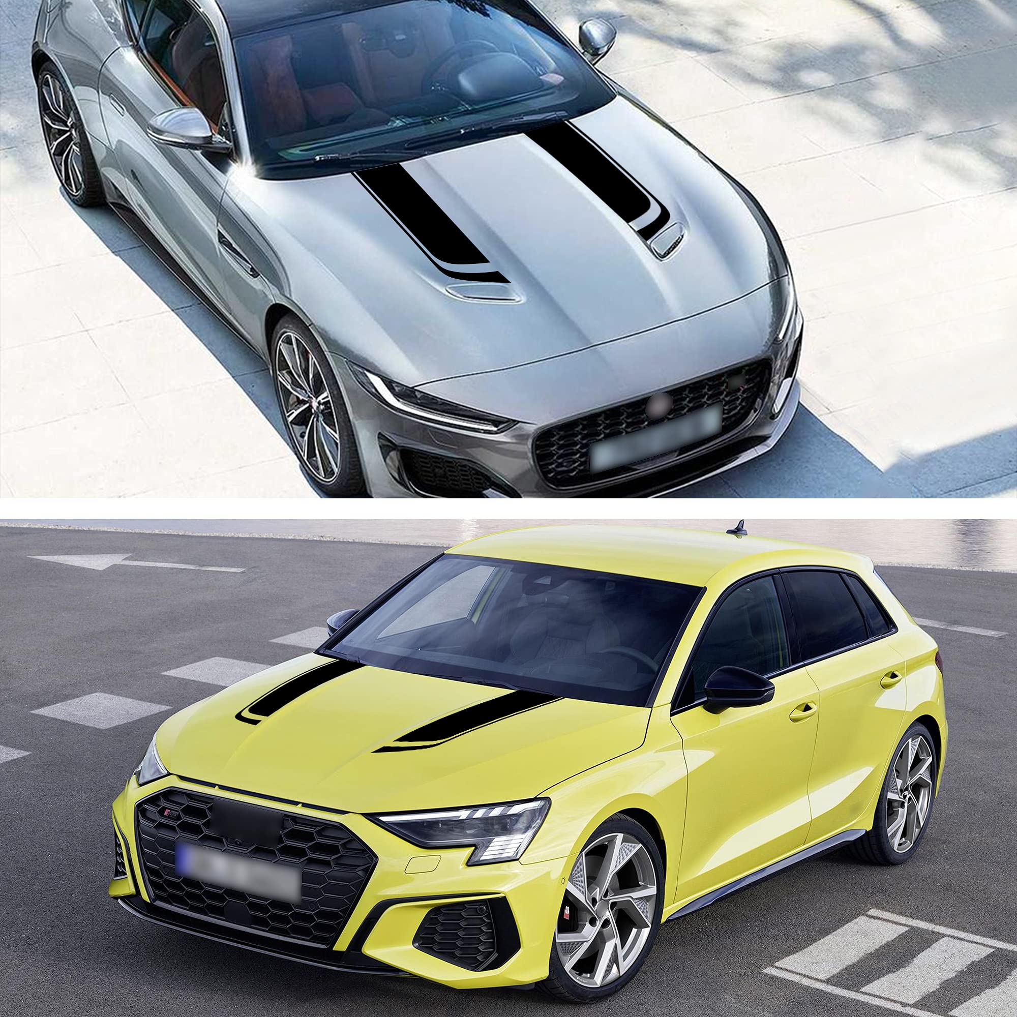 TOMALL 33'x 5.7' Car Hood Stripe Sticker for Car Auto Racing Sport Body Side Stripe Decal Skirt Roof Hood Bumper Stripe Decal Vinyl Modified Stripe Decal Decoration for Car (Black)