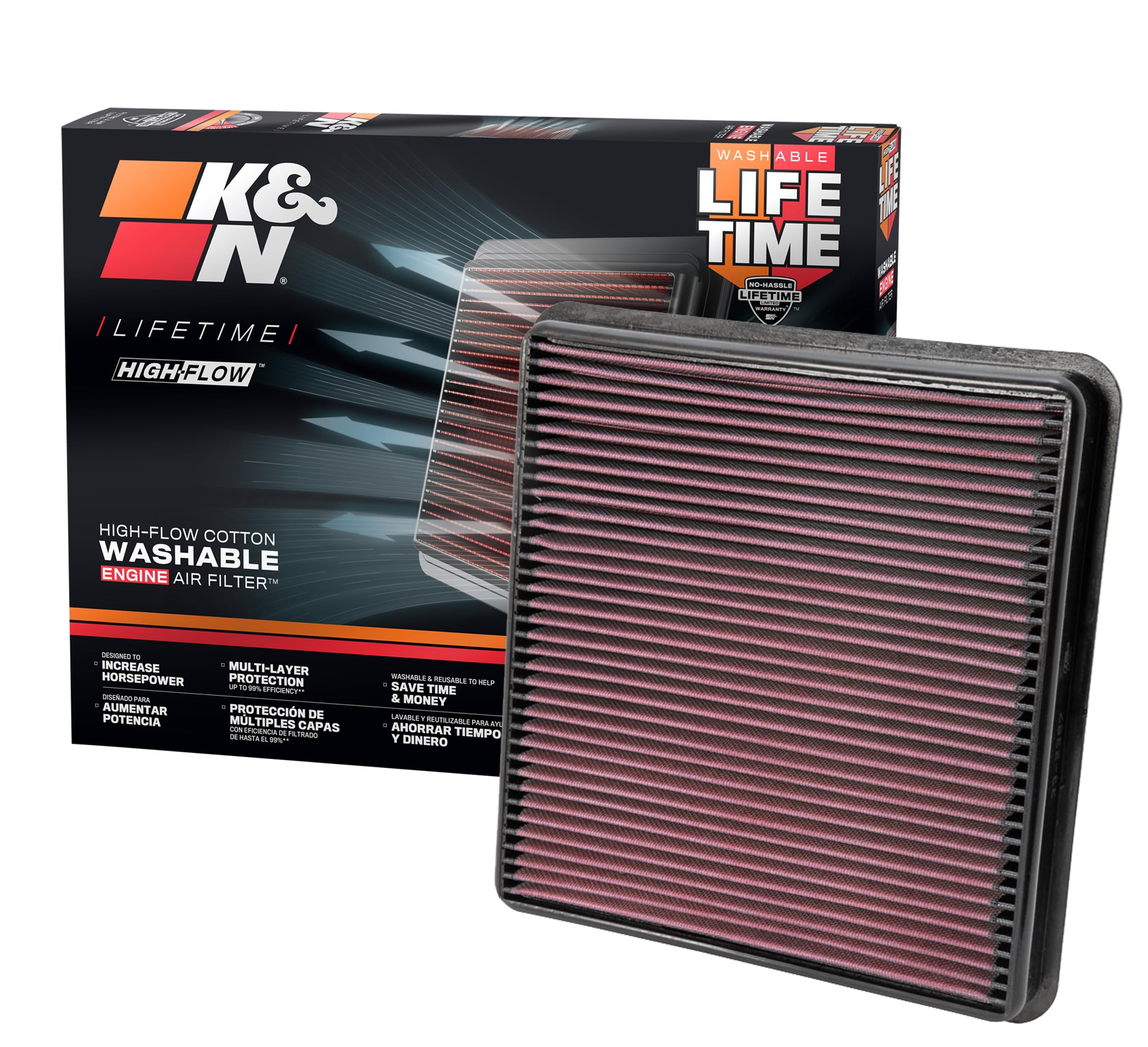 K&N Select Engine Air Filter, High Performance, Dry Synthetic, Washable, Replacement Filter, Compatible With 2007-2021 Toyota/Le