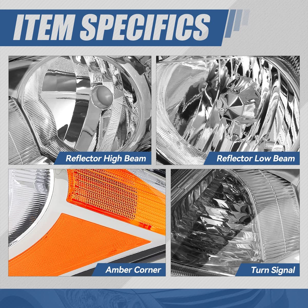 Auto Dynasty Halogen Model Factory Style Headlights Assembly Compatible With Honda Accord Sedan 4-Door 2008 2009 2010 2011 2012,