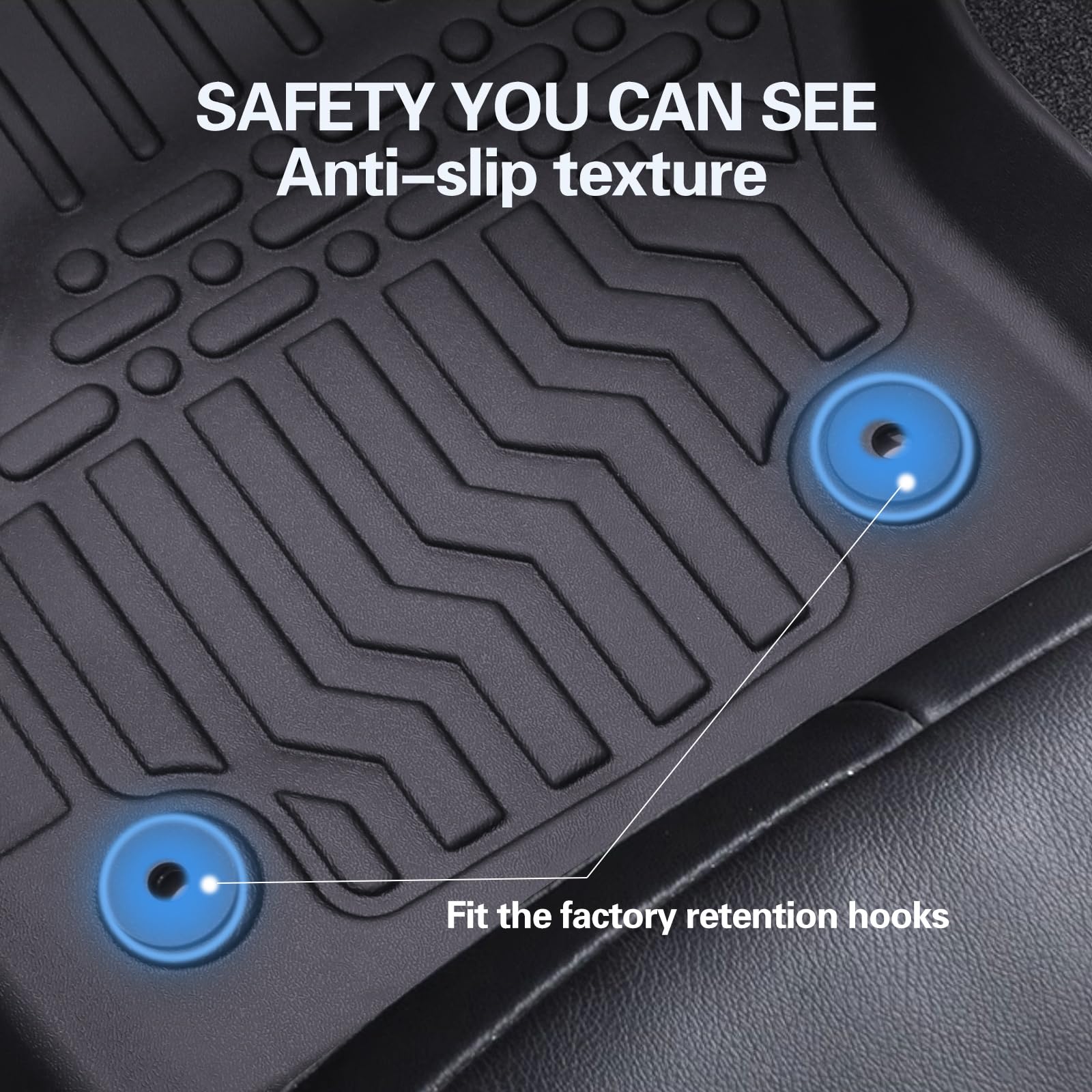Floor Mats for 2016-2022 Honda HR-V,All-Weather TPE Rubber Car Floor Mats Custom Fit Full Set Includes 1st and 2nd Rows Maximum