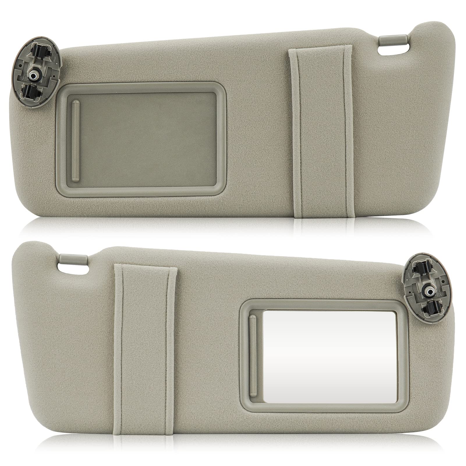 Left & Right Sun Visor For 2007-2011 Toyota Camry Without Sunroof, Driver & Passenger Side Beige Sunvisor Replacement 74310-0675