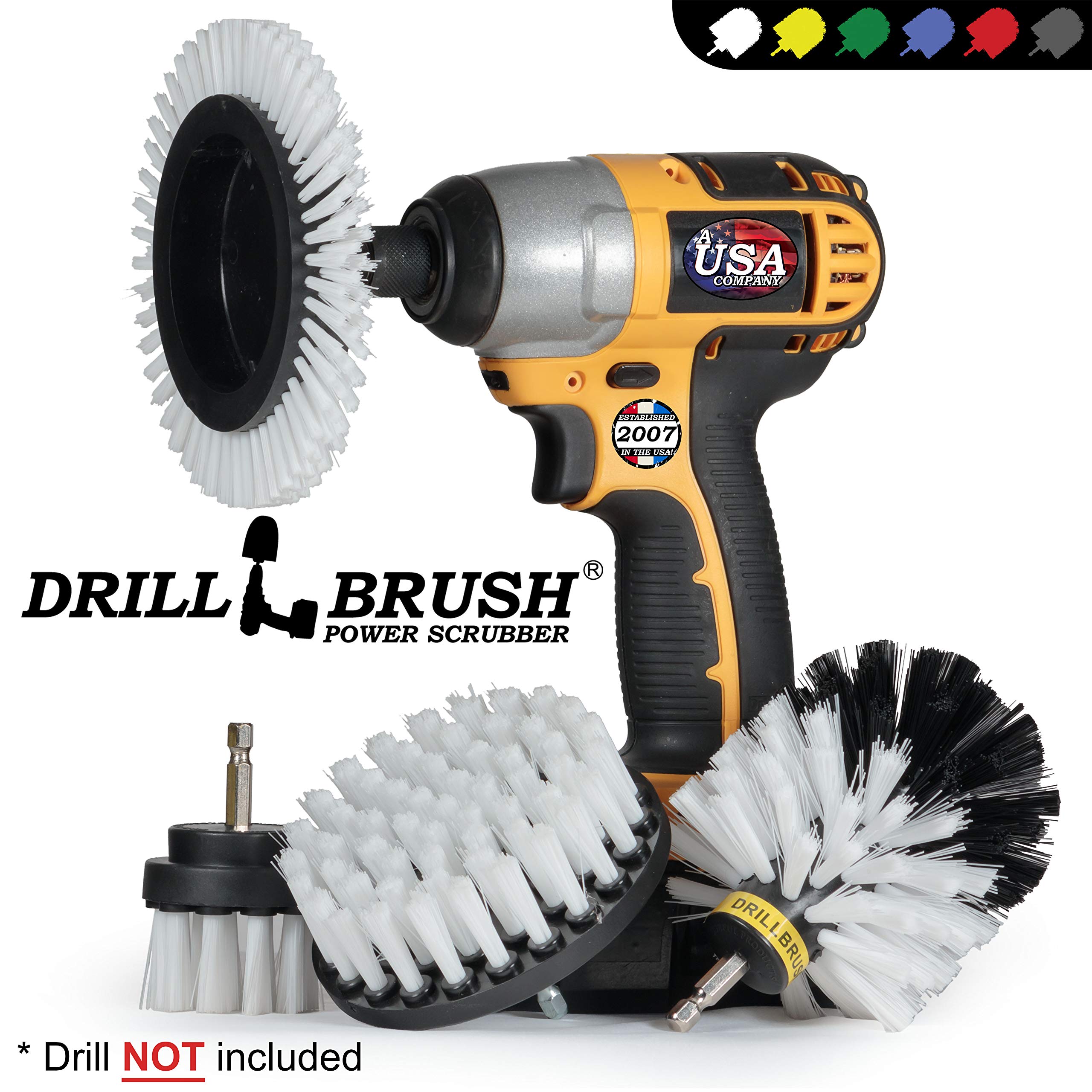 Drill Brush White – Drill Brush Attachment Set - Windshield Cleaning - Soft Scrub Brush For Glass – Auto Detailing Brush Kit - Car Carpet Power Scrubber - Interior Cleaning - Car Wash Accessories