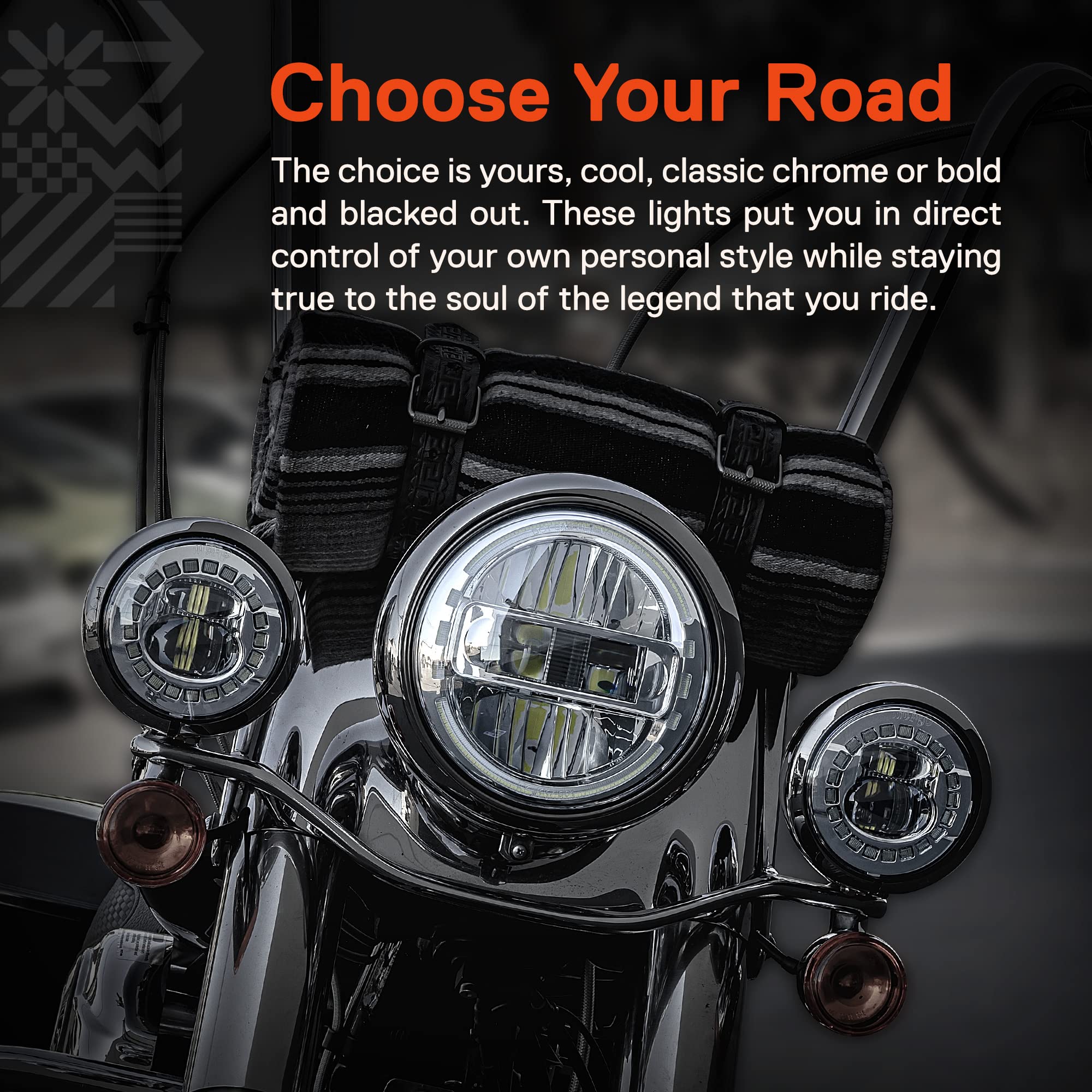 True Mods 2Pc Chrome 4.5'' Led Passing Fog Lights For Harley Davidson Motorcycles [White Halo Drl & Amber Turn Signals] [Advance