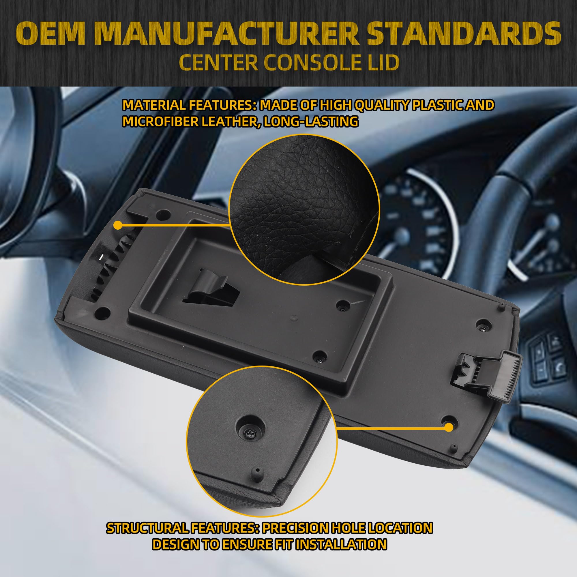 Dasbecan Center Console Armrest Cover Lid Compatible With Ford Flex 2013 2014 2015 2016 2017 Replaces 7406024-Aa Fa8Z7406024Aa