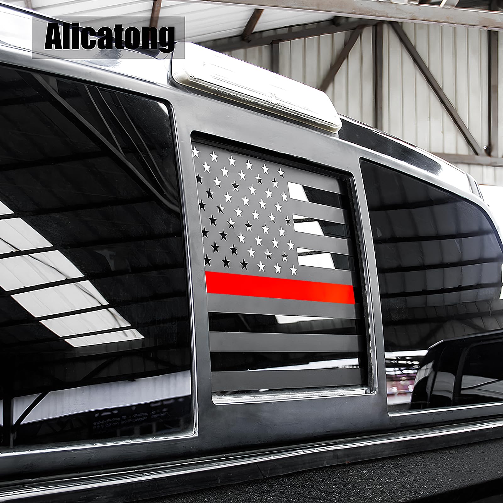 Alicatong Fits Chevy Silverado And Gmc Sierra 2019-2022 2023 2024Rear Middle Back Sliding Window American Us Flag Vinyl Decal, M