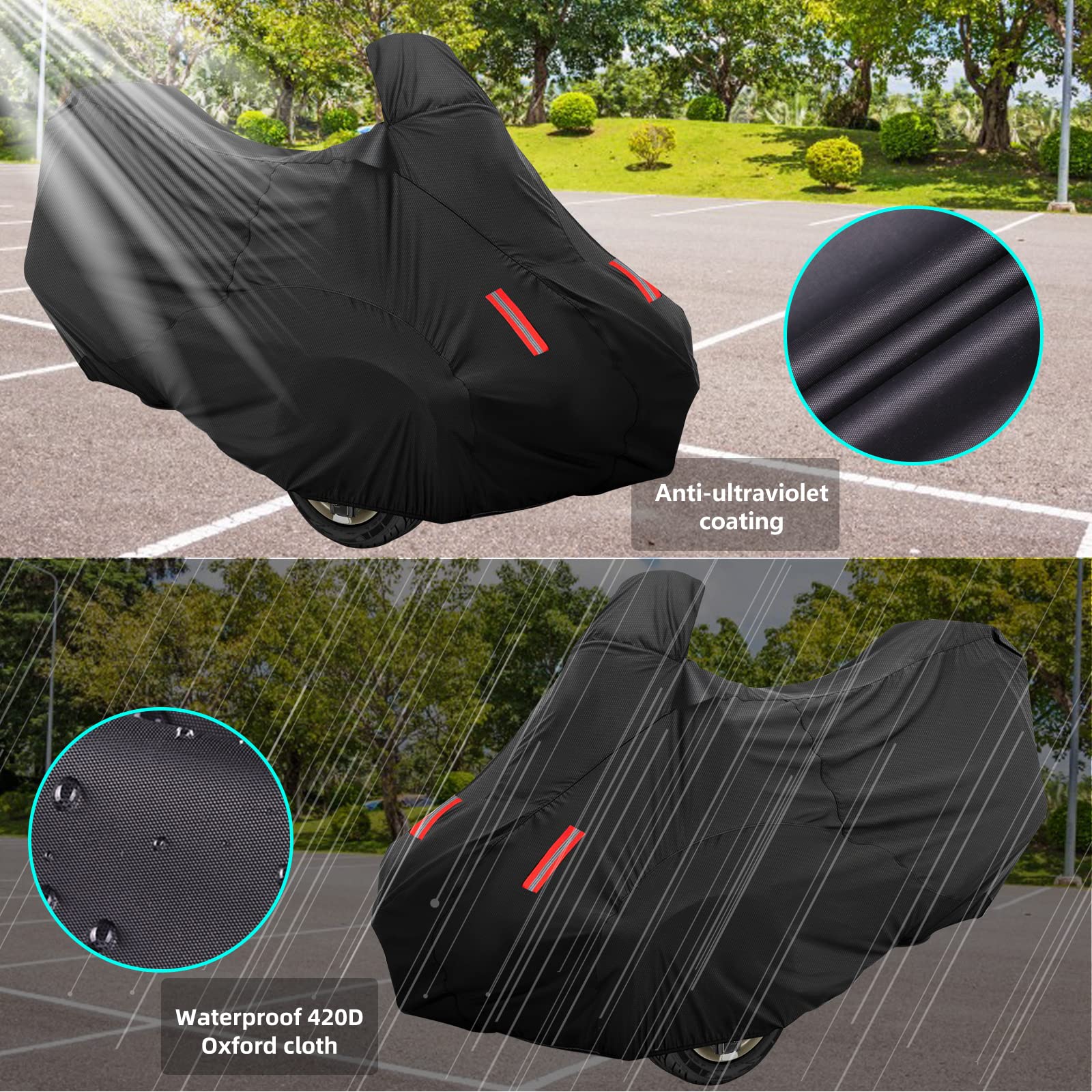 Can Am Spyder Rt Cover 2010-2022, Can Am Spyder Cover Waterproof All Weather, 420D Oxford Cloth Pu Coating, Waterproof And Anti-Uv Anti-Dust, Can Am Spyder Cover