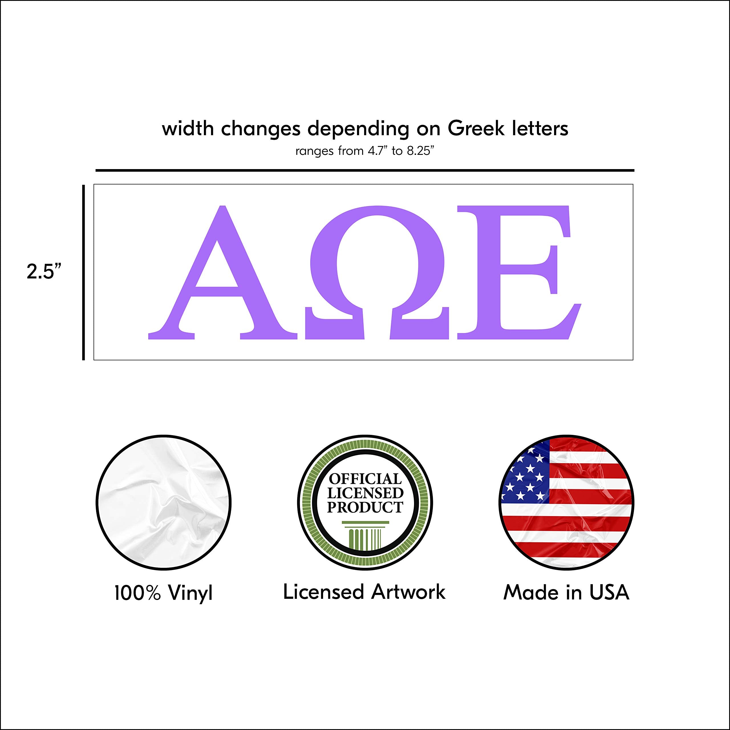 Pro-Graphx Alpha Omega Epsilon Greek Sorority Sticker Decal, 2.5 Inches Tall, Lilac