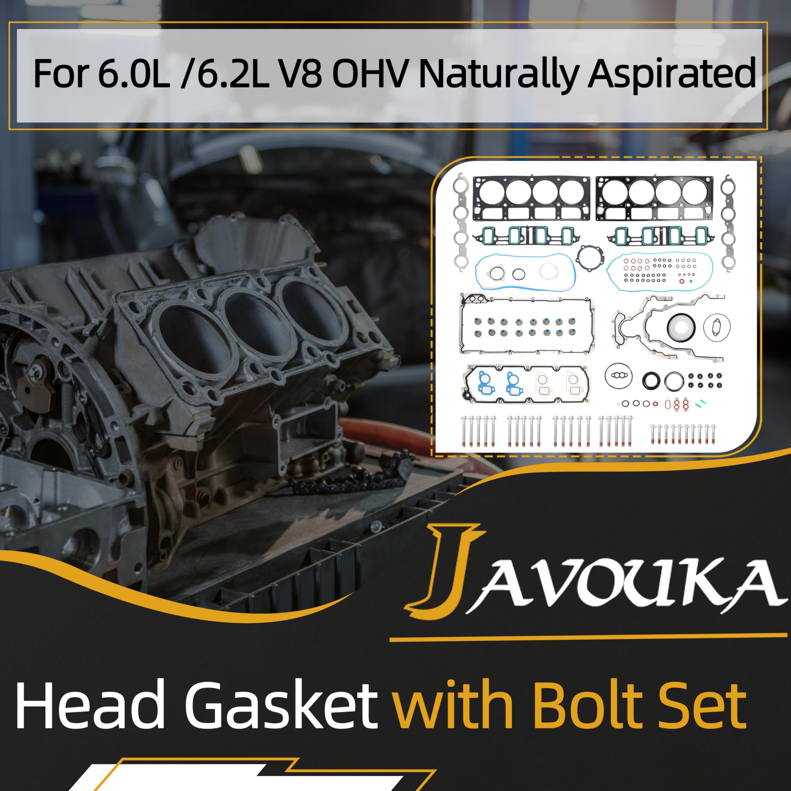 MLS Head Gasket Set with Bolts, for Chevy Express/Silverado/Suburban/Tahoe, for GMC Savana/Sierra/Yukon XL, for Cadillac Escalad