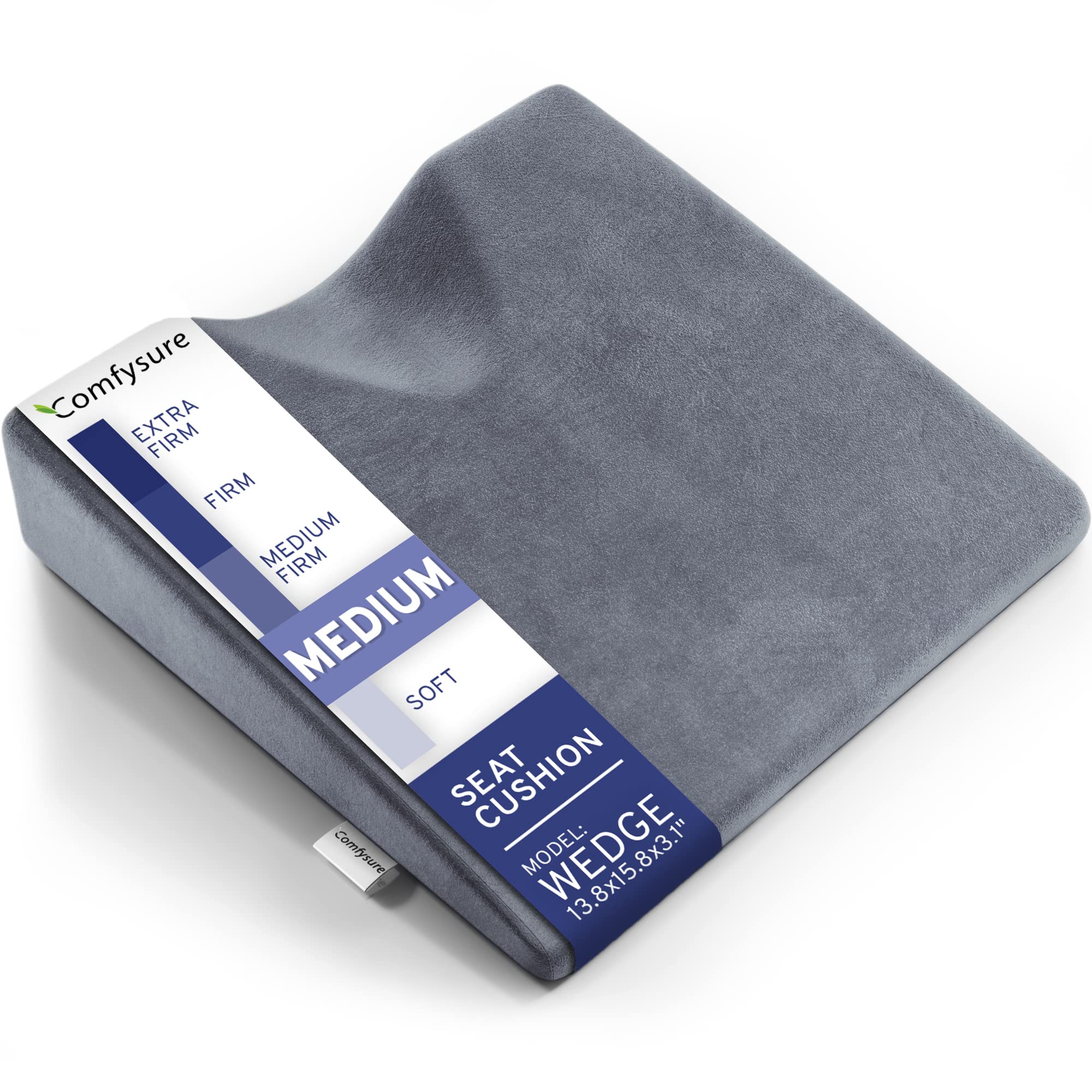 Comfysure Wedge Car Seat Cushion And Office Chair Cushion - Memory Foam Tailbone Pain Relief Cushion For Driving, Office Chair, Gaming Chair - Orthopedic Support For Lower Back, Tailbone, Coccyx, Hips