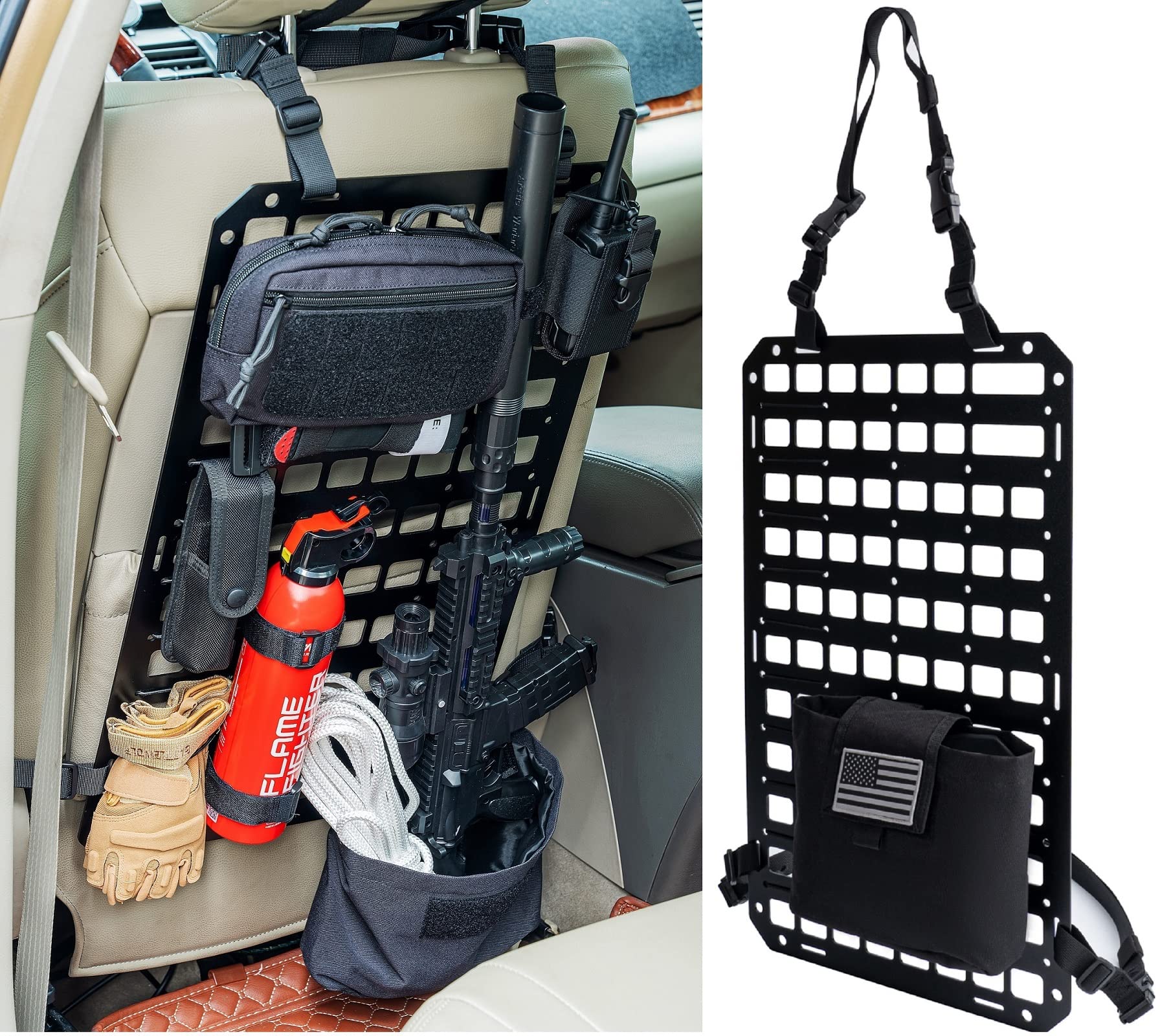 Tacnex Rigid Molle Panel For Vehicle Seat Back Organizer Aluminum Alloy Plate For Auto Modular Storage Patrol Car Tactical Gear
