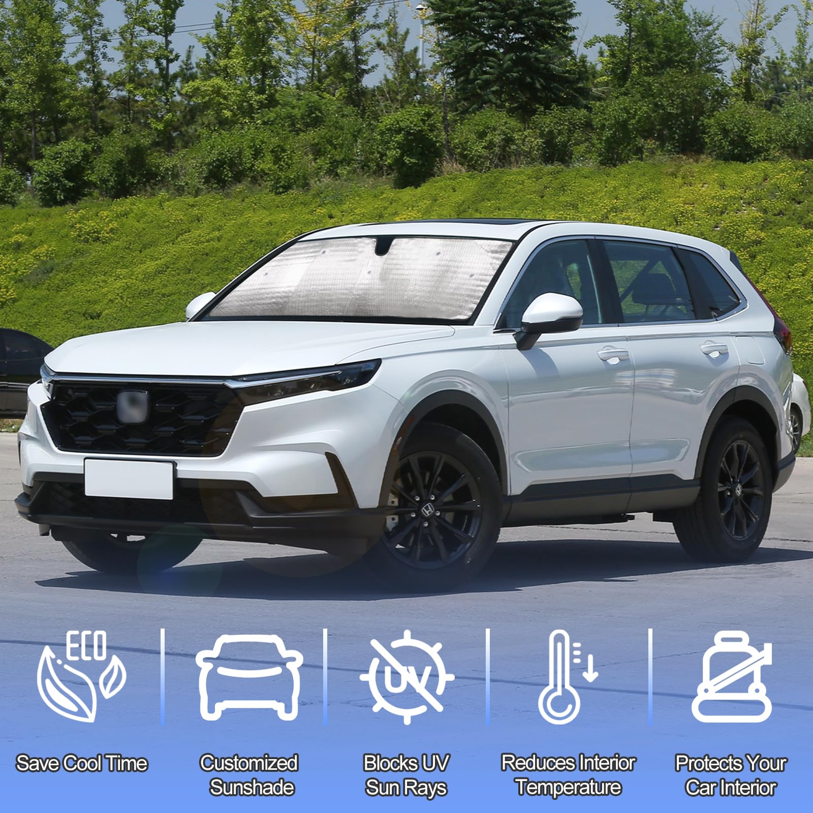Windshield Sunshade For Honda Crv 2023-2025 Cr-V Accessories Front Window Sun Shade Foldable Reflective Sun Visor Custom Sunscreen Uv Blocker Privacy Protector Heatshield Keeps Your Vehicle Cool